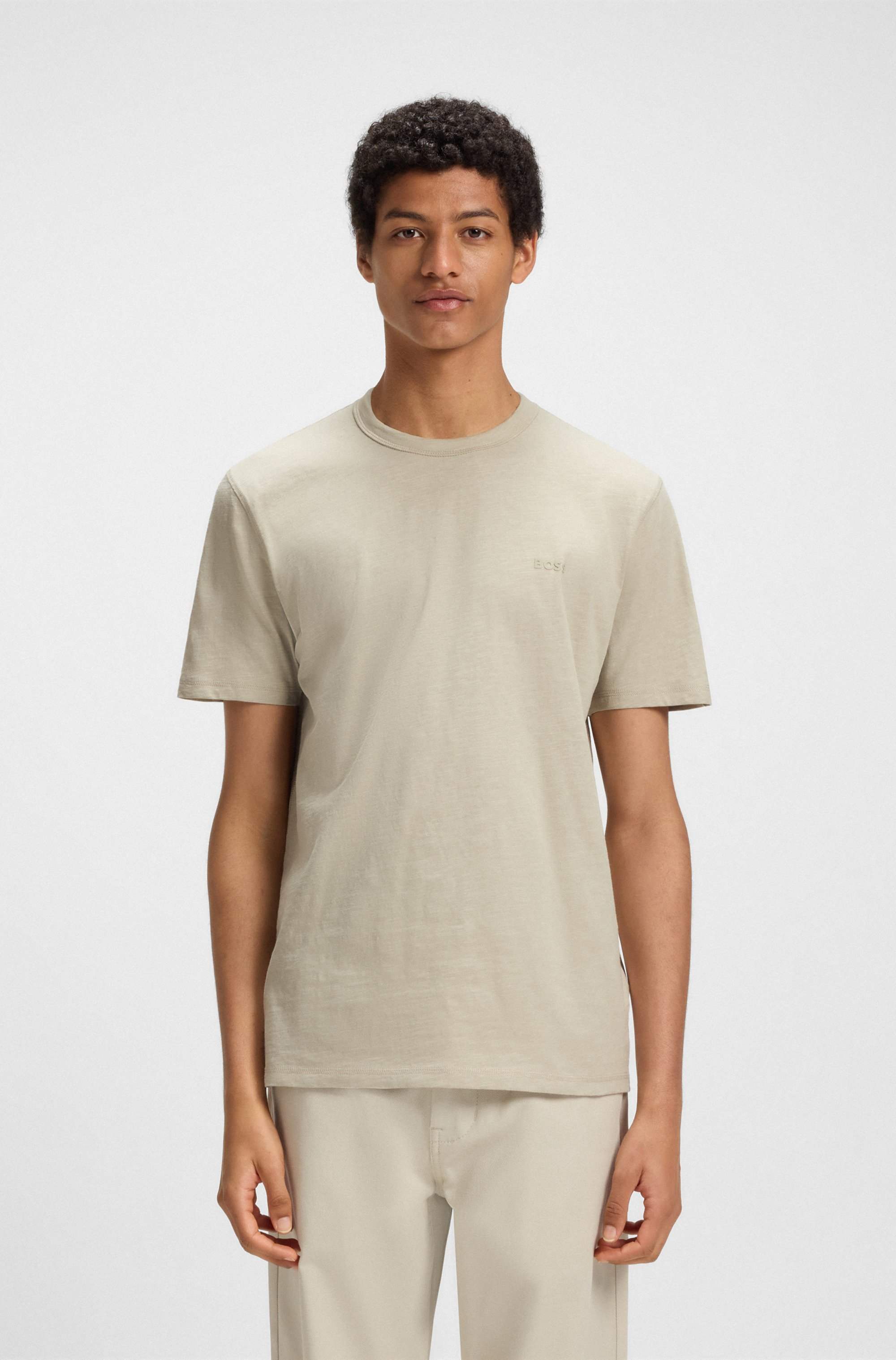 Regular-fit T-shirt in slub cotton with logo detail