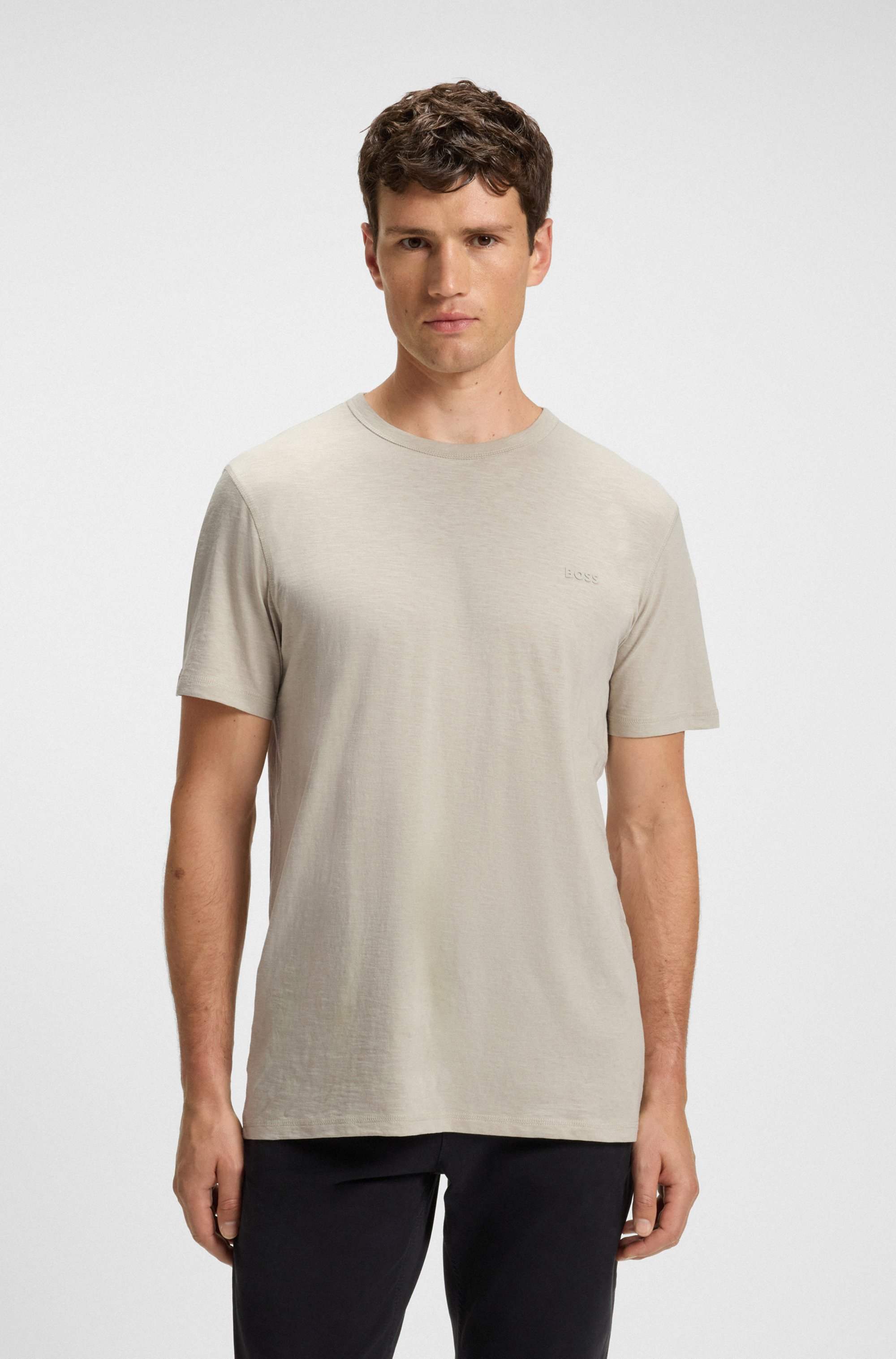 Regular-fit T-shirt in slub cotton with logo detail