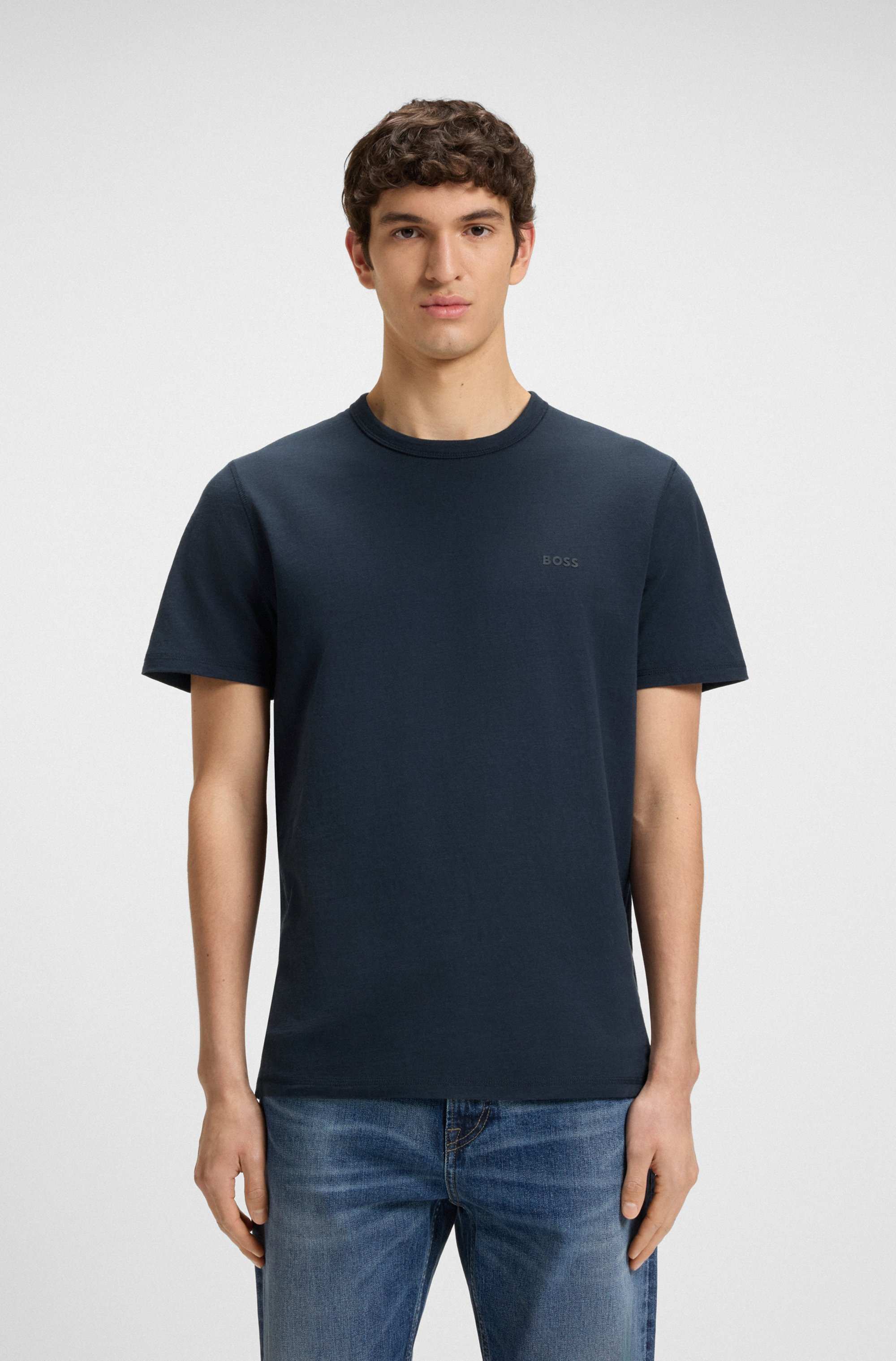 Cotton slub T-shirt with logo detail