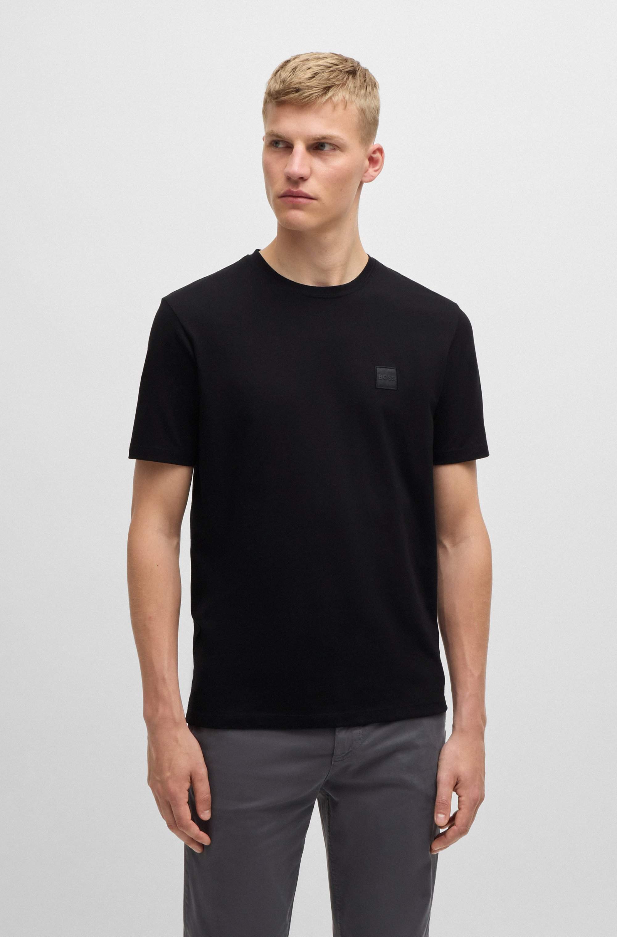 Cotton-jersey T-shirt with logo patch