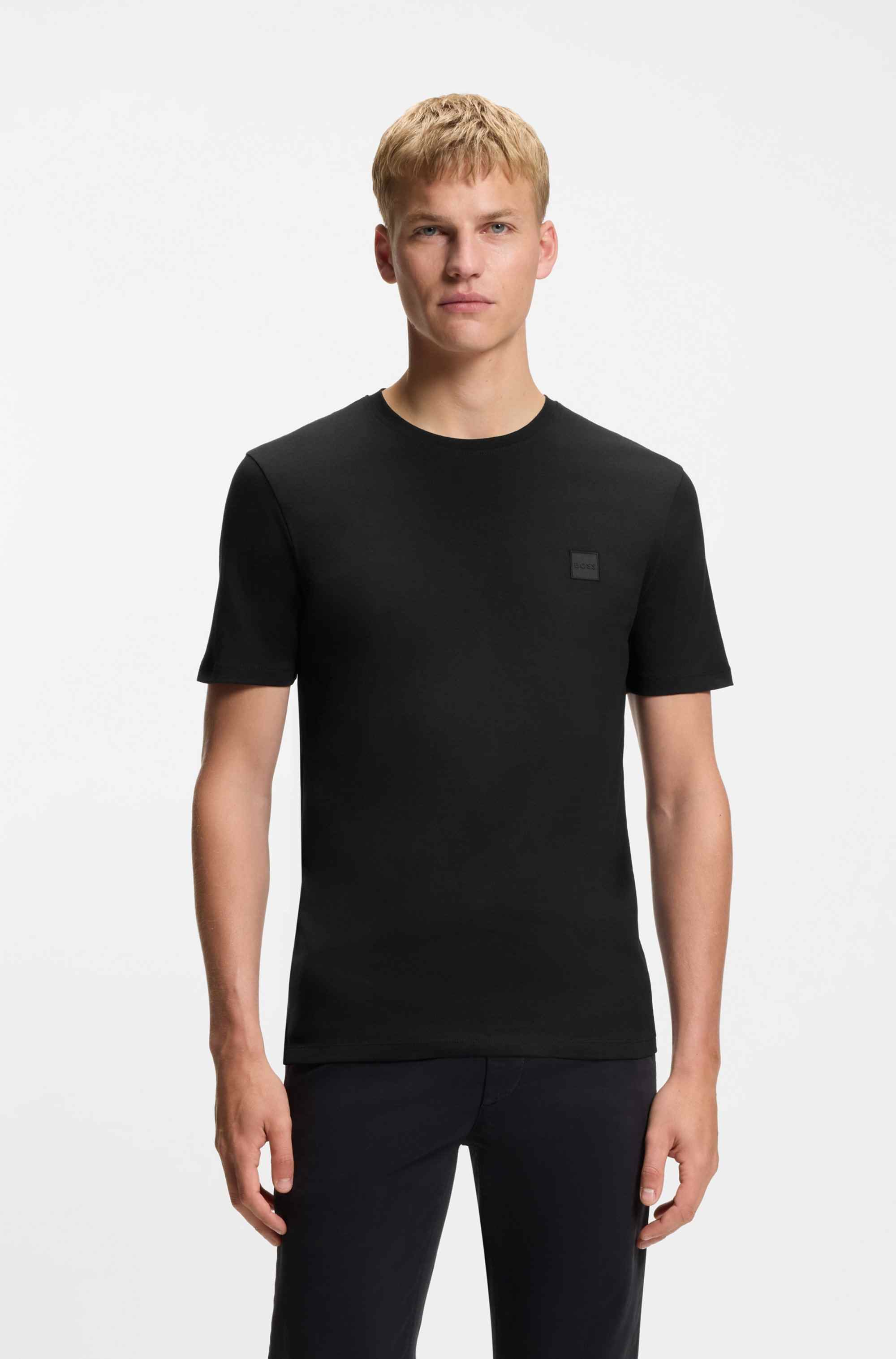 Cotton-jersey T-shirt with logo patch