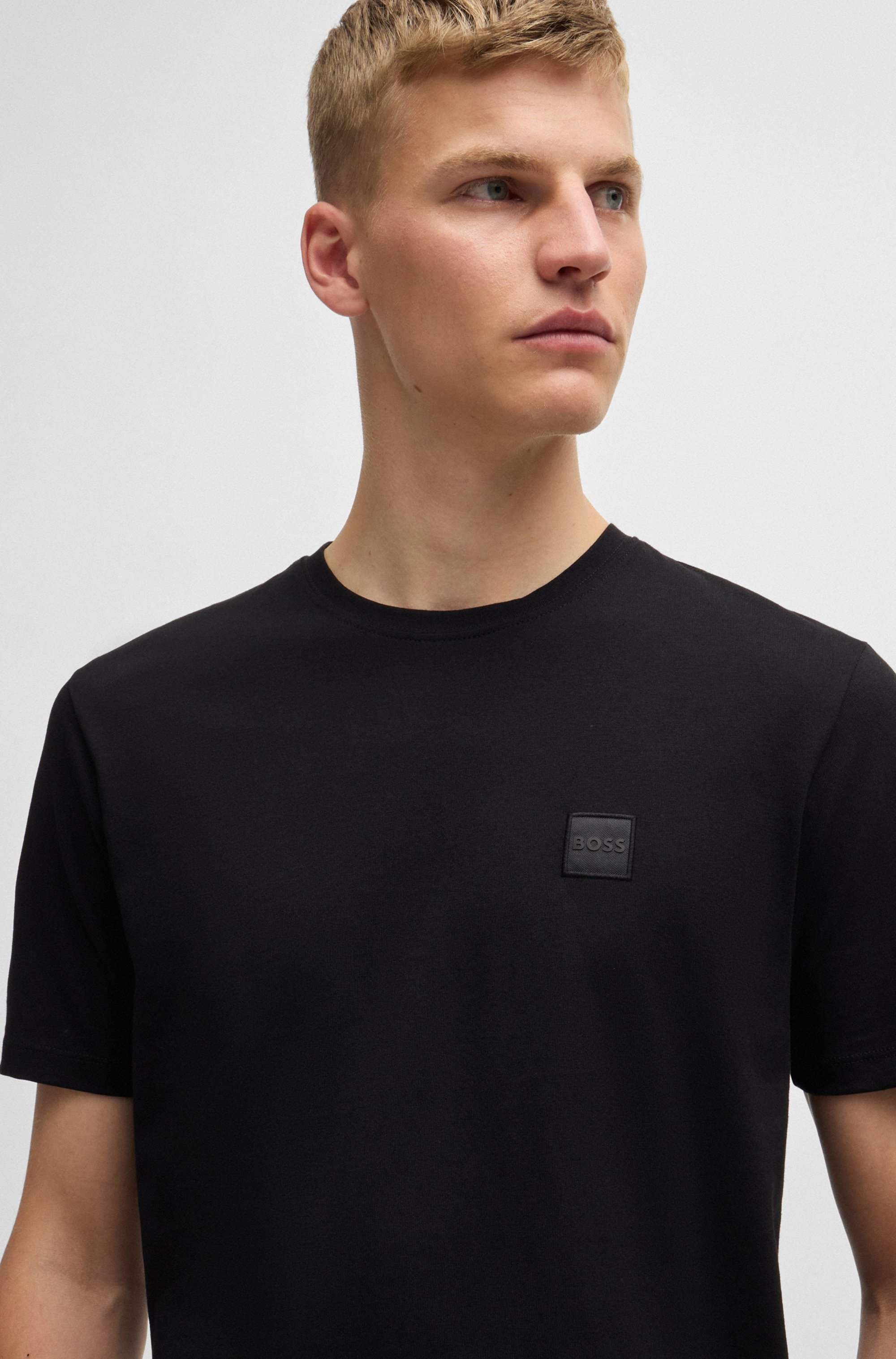 Cotton-jersey T-shirt with logo patch