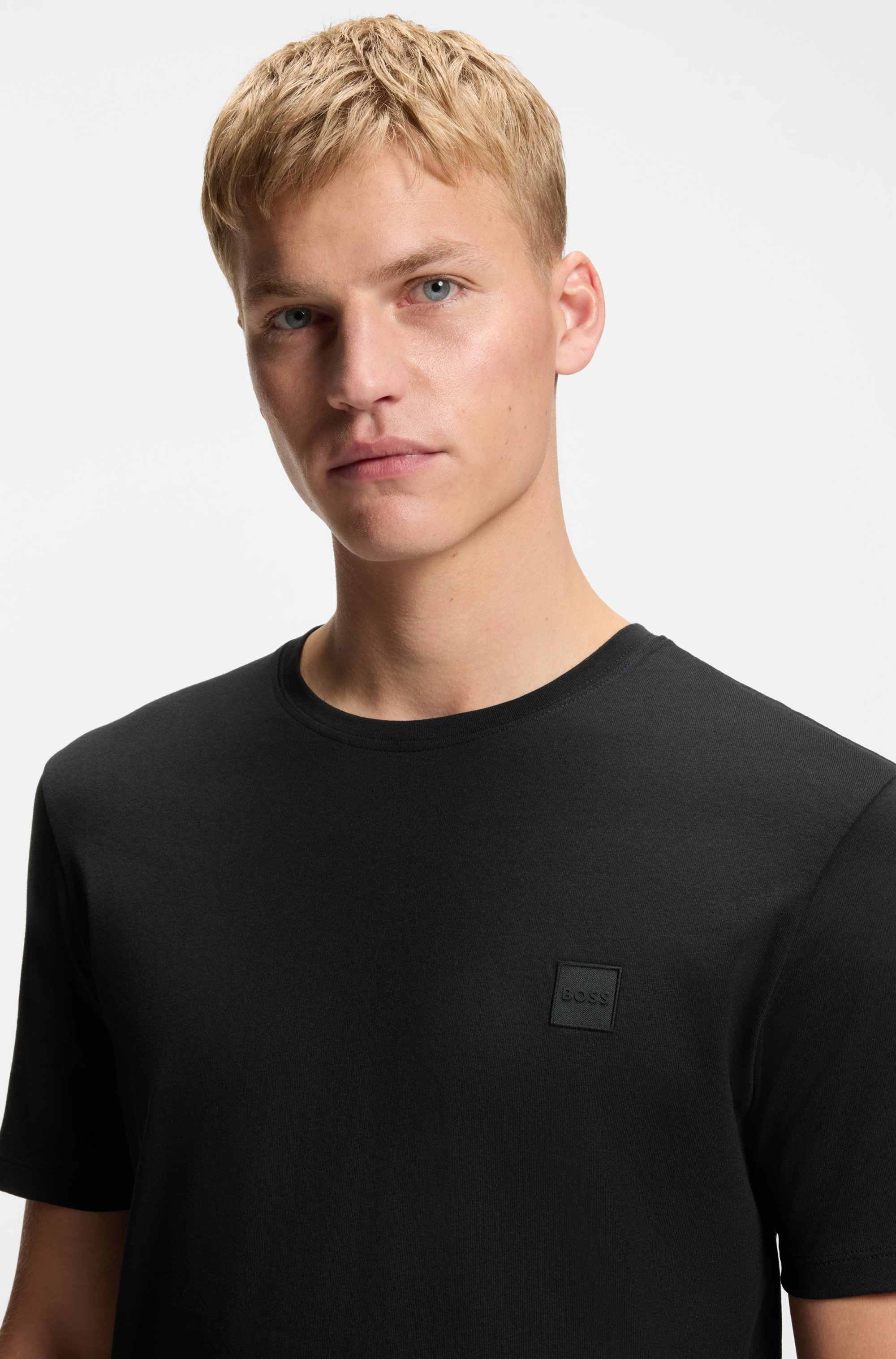 Cotton-jersey T-shirt with logo patch