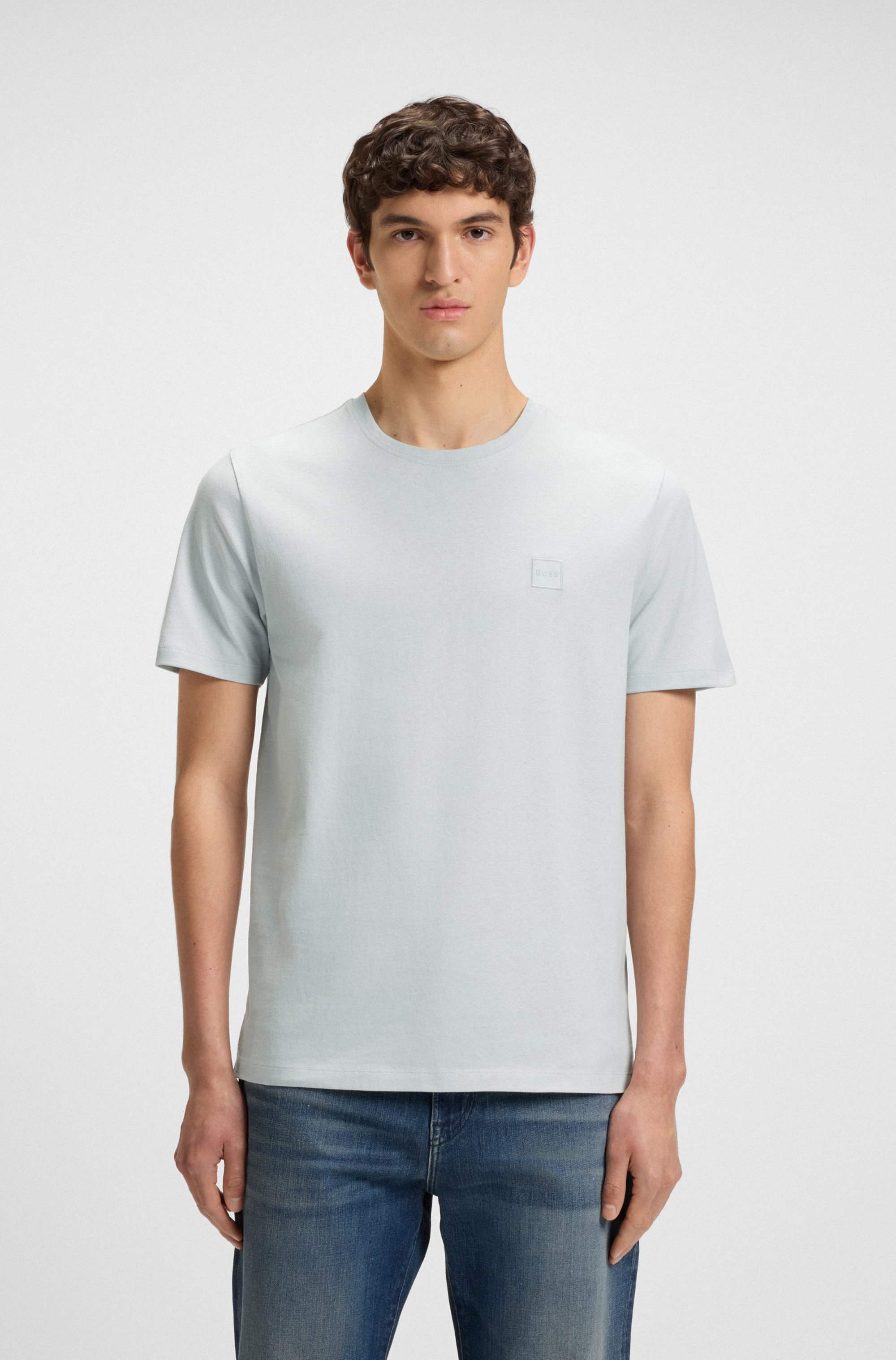 Cotton-jersey T-shirt with logo patch