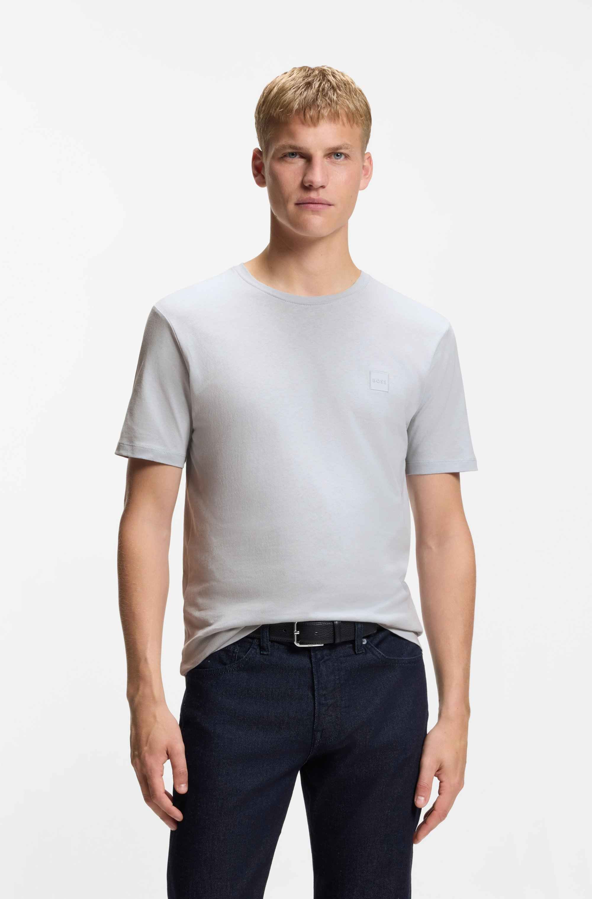 Cotton-jersey T-shirt with logo patch