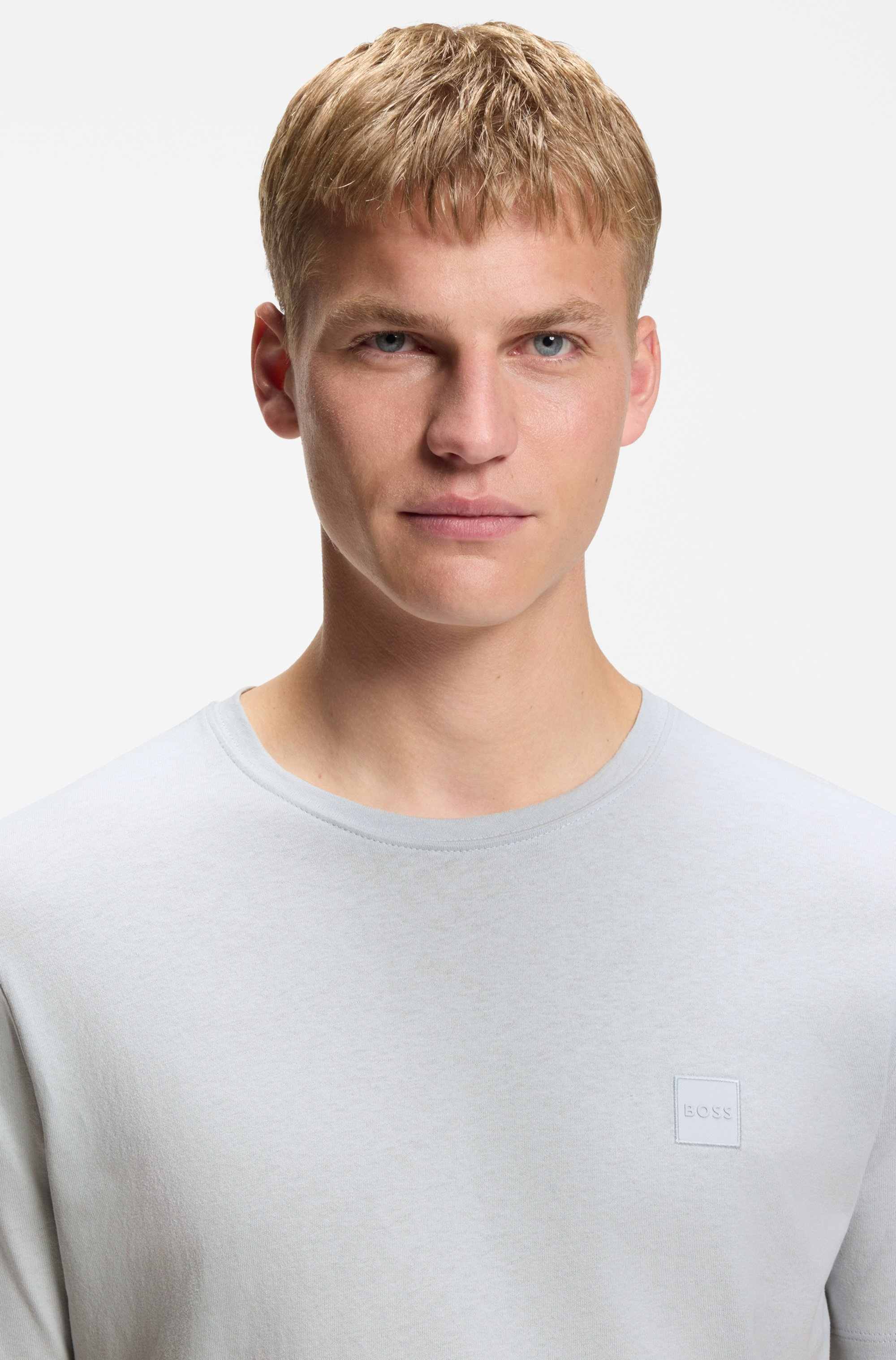 Cotton-jersey T-shirt with logo patch