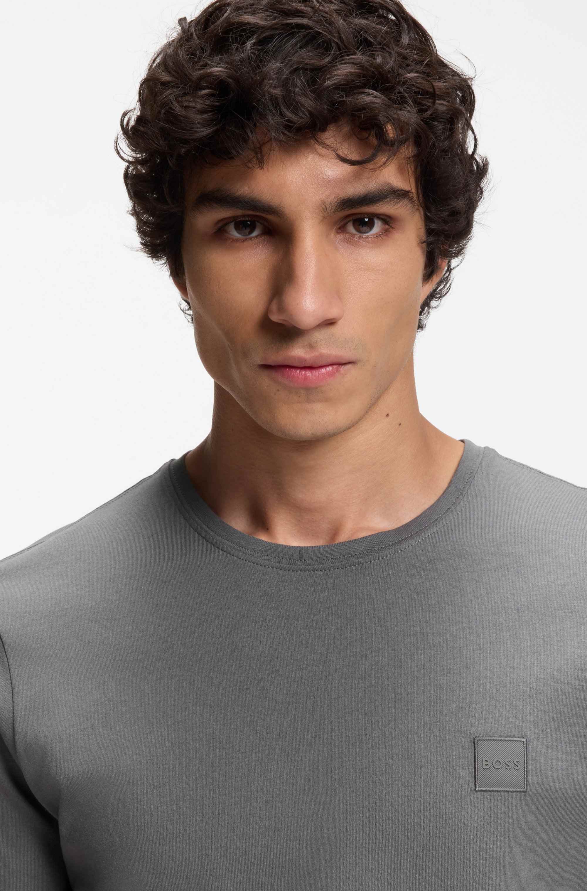 Cotton-jersey T-shirt with logo patch