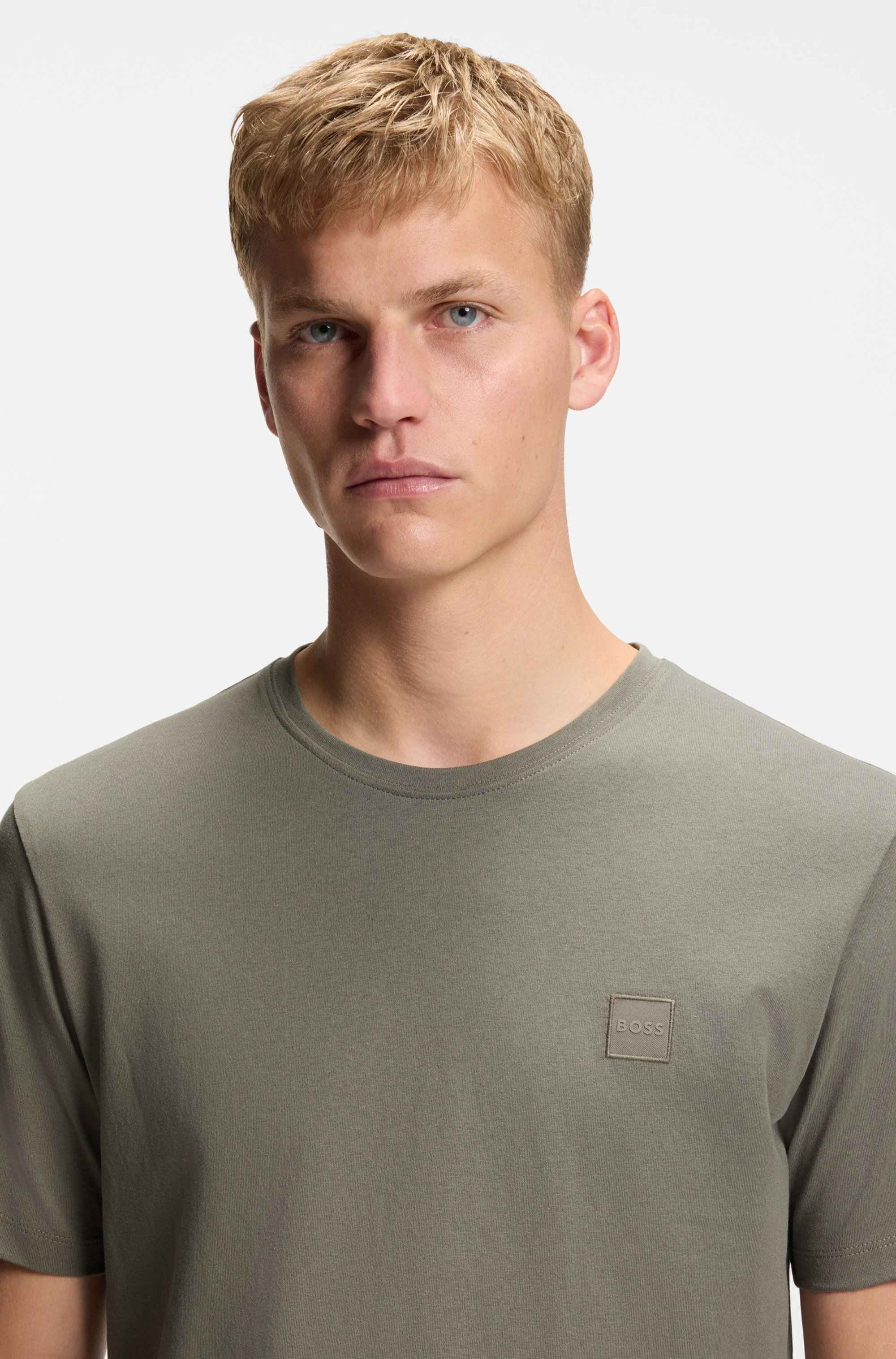 Cotton-jersey T-shirt with logo patch