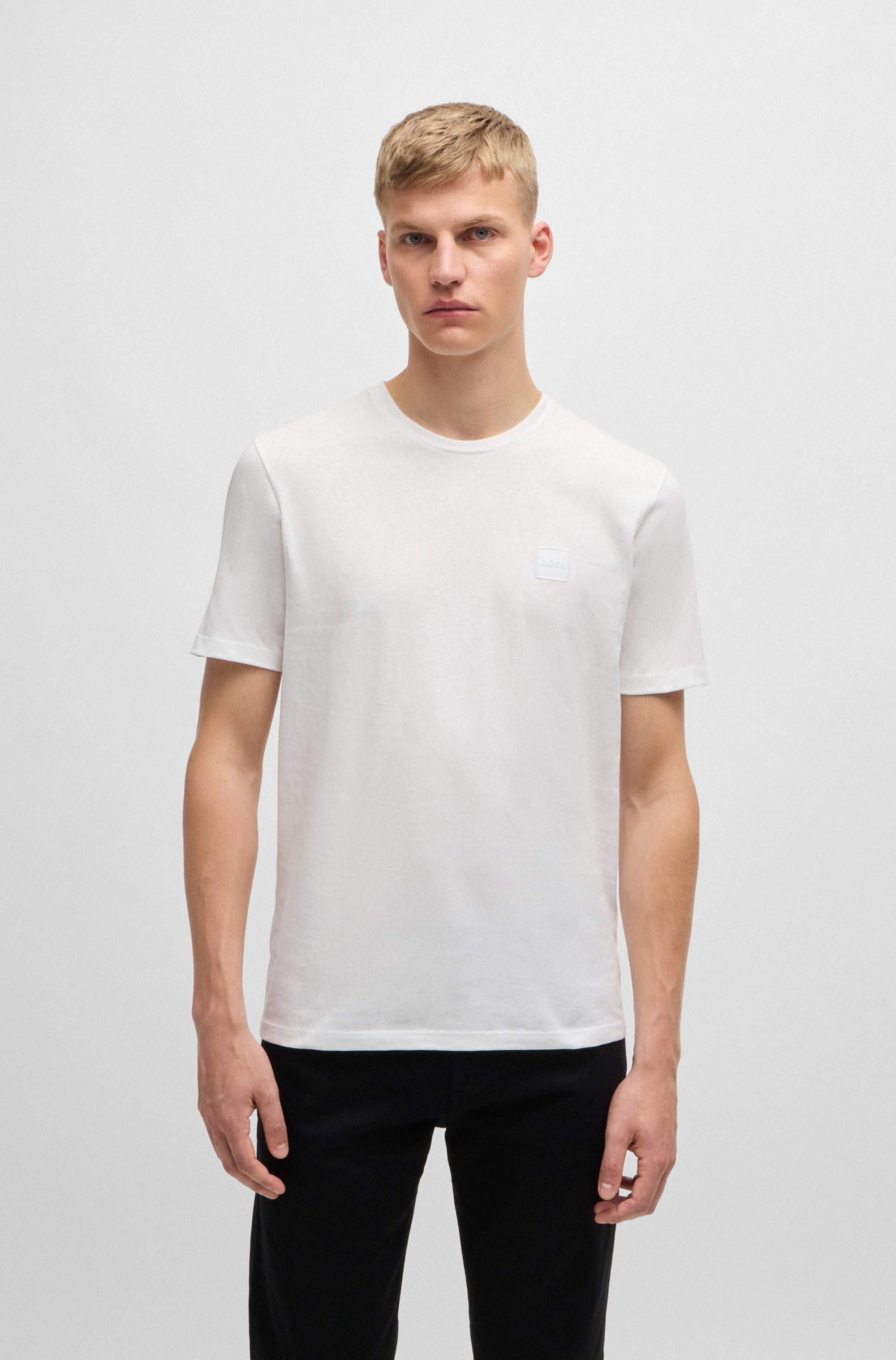 Cotton-jersey T-shirt with logo patch