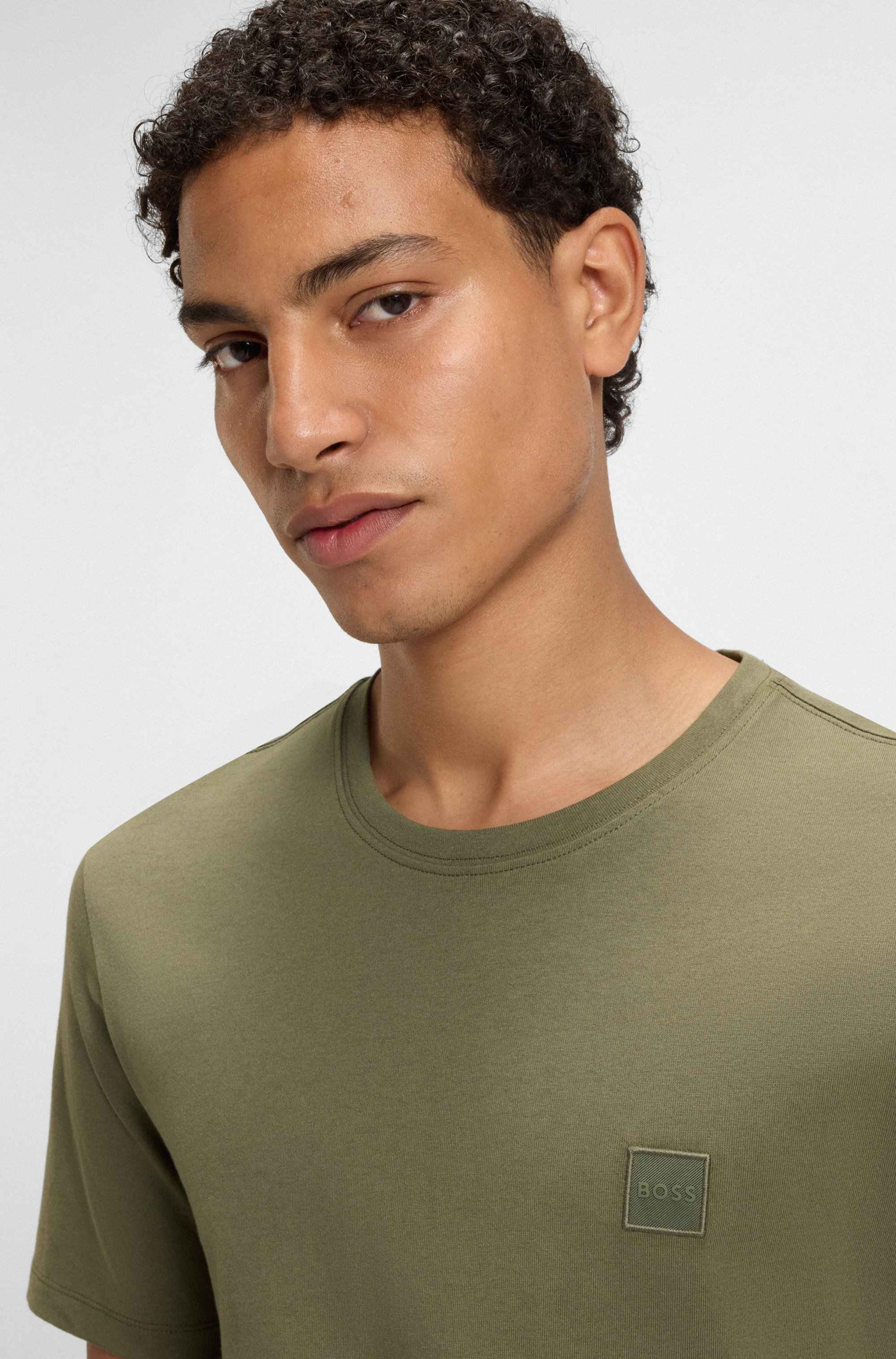 Cotton-jersey T-shirt with logo patch