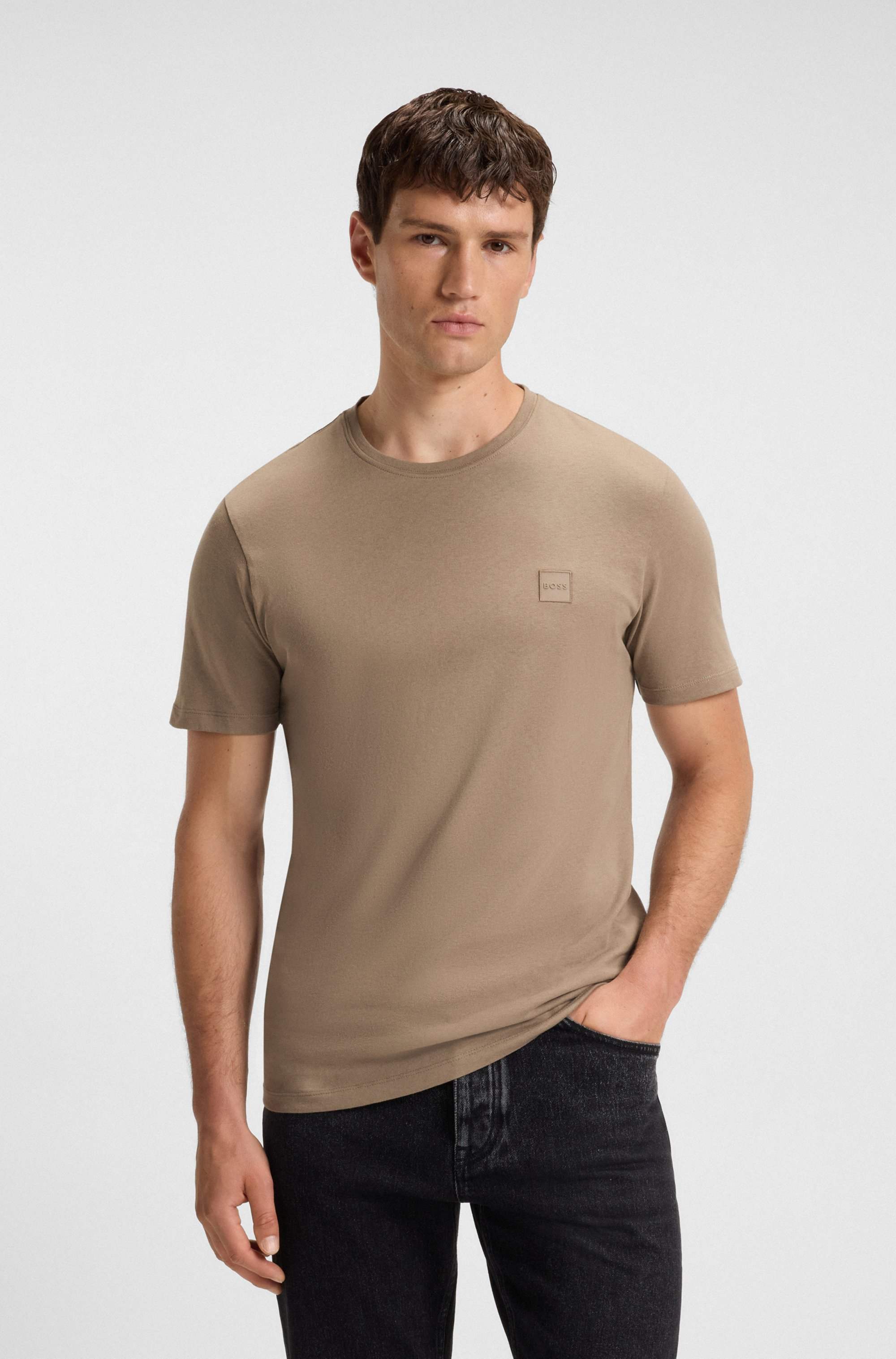 Cotton-jersey T-shirt with logo patch