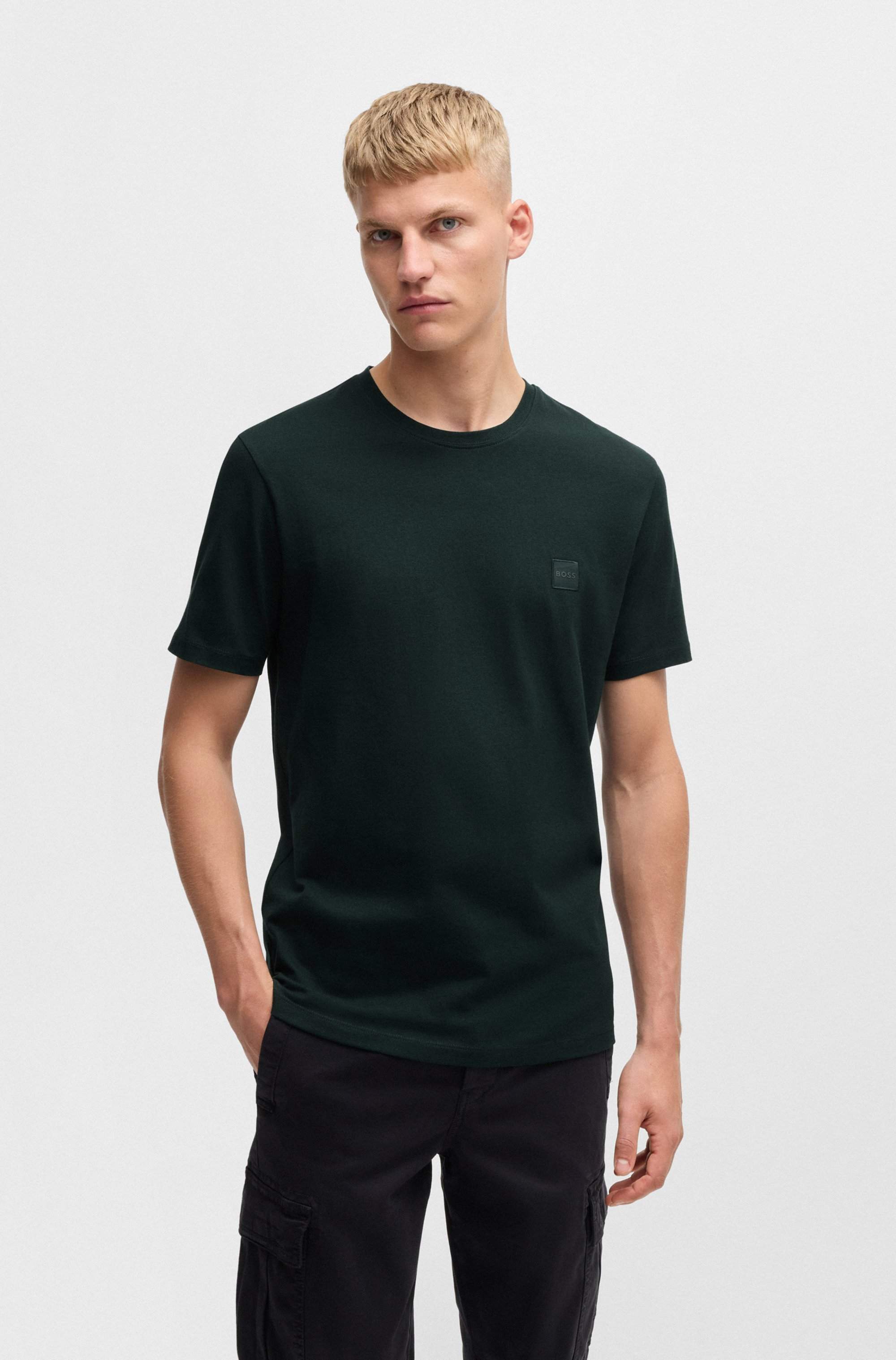 Cotton-jersey T-shirt with logo patch