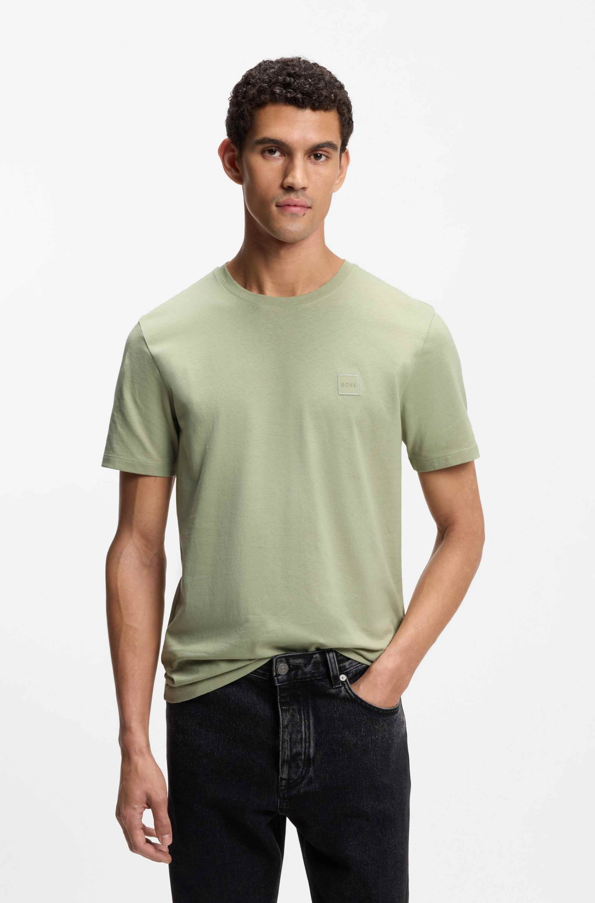 Cotton-jersey T-shirt with logo patch