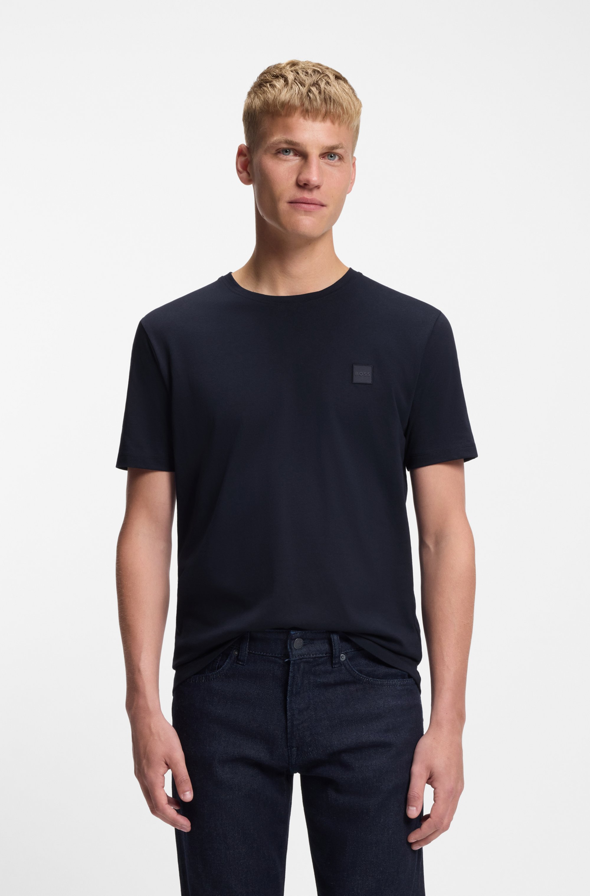 Cotton-jersey T-shirt with logo patch