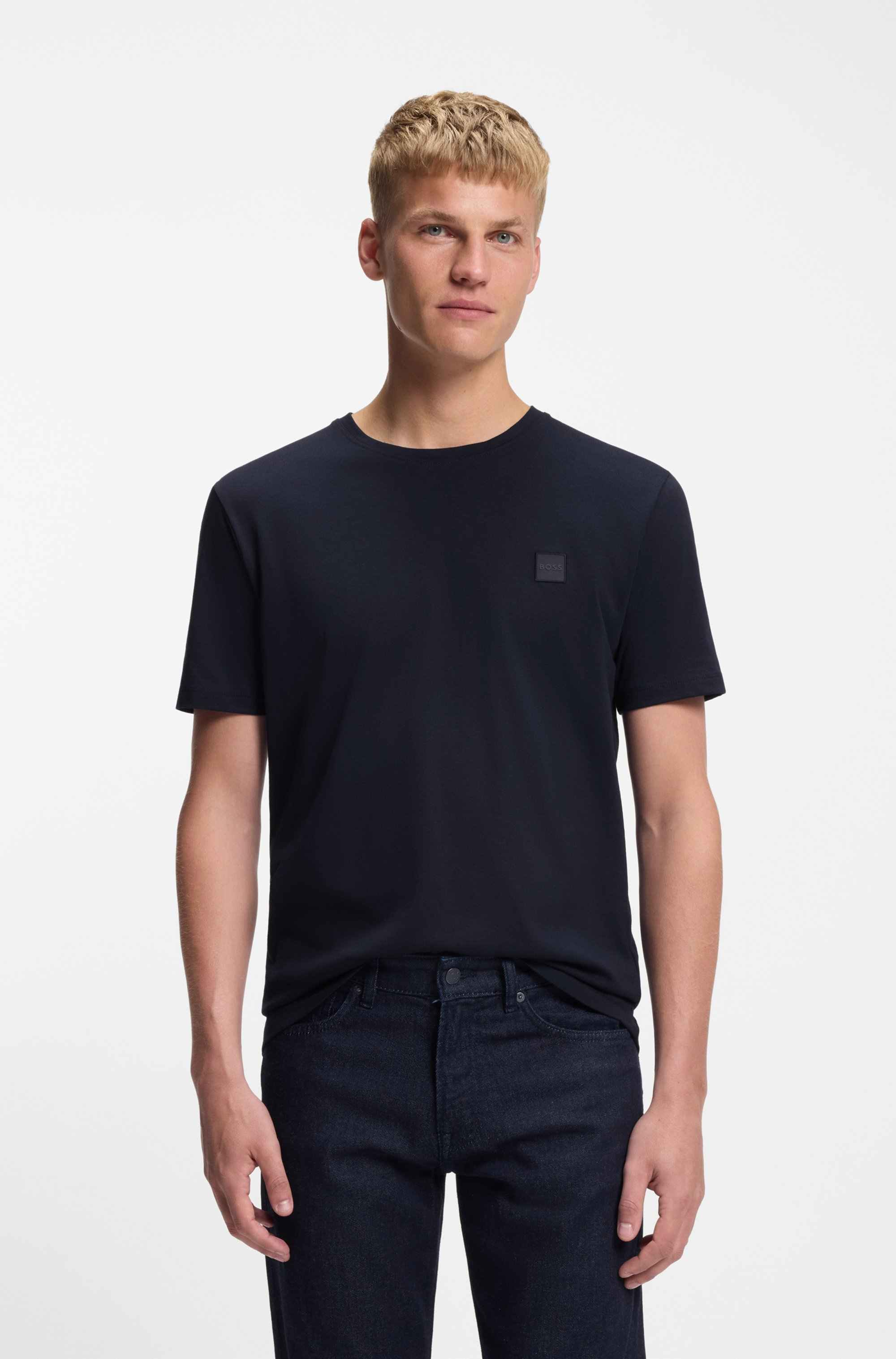 Cotton-jersey T-shirt with logo patch