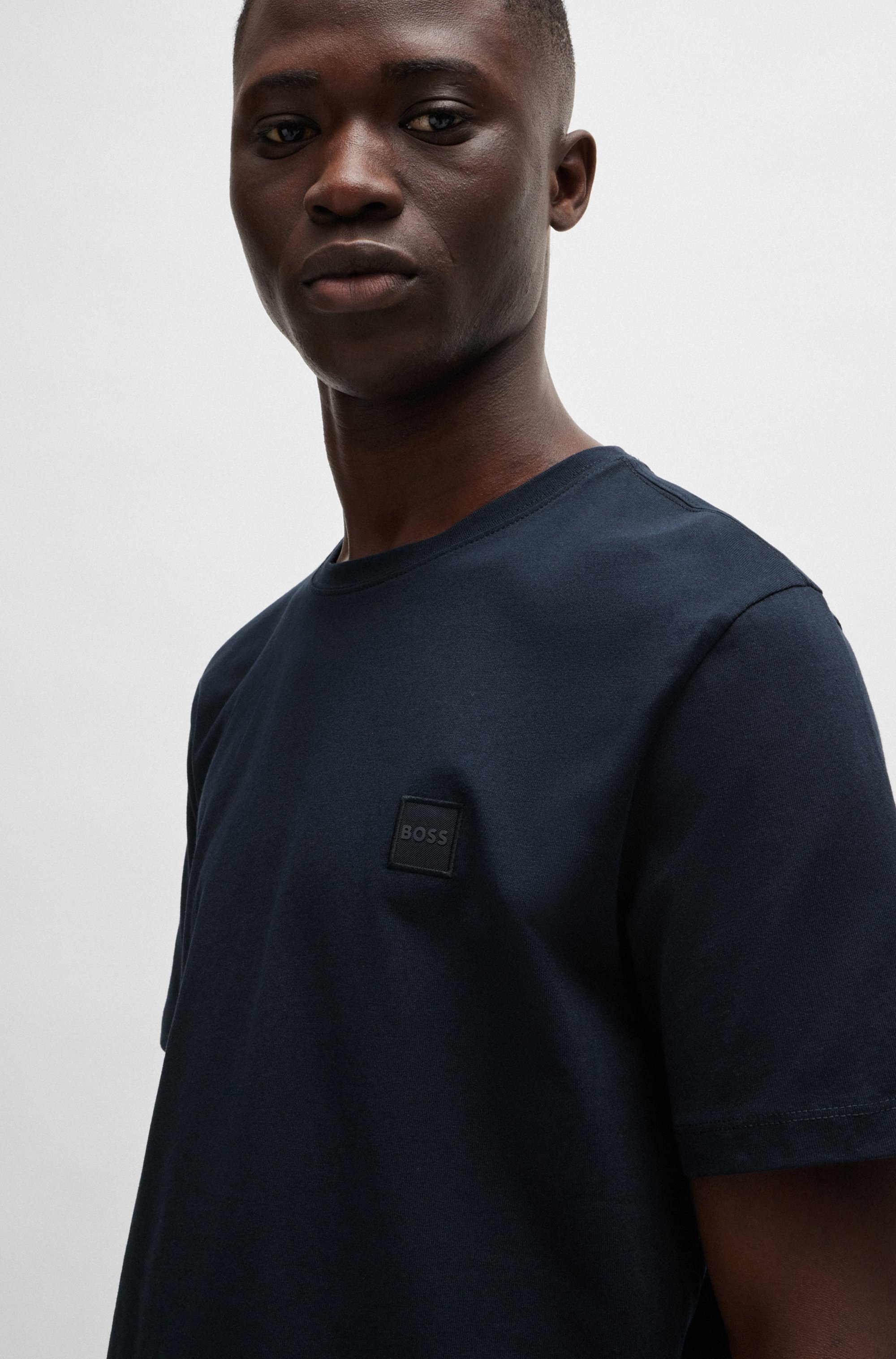 Cotton-jersey T-shirt with logo patch