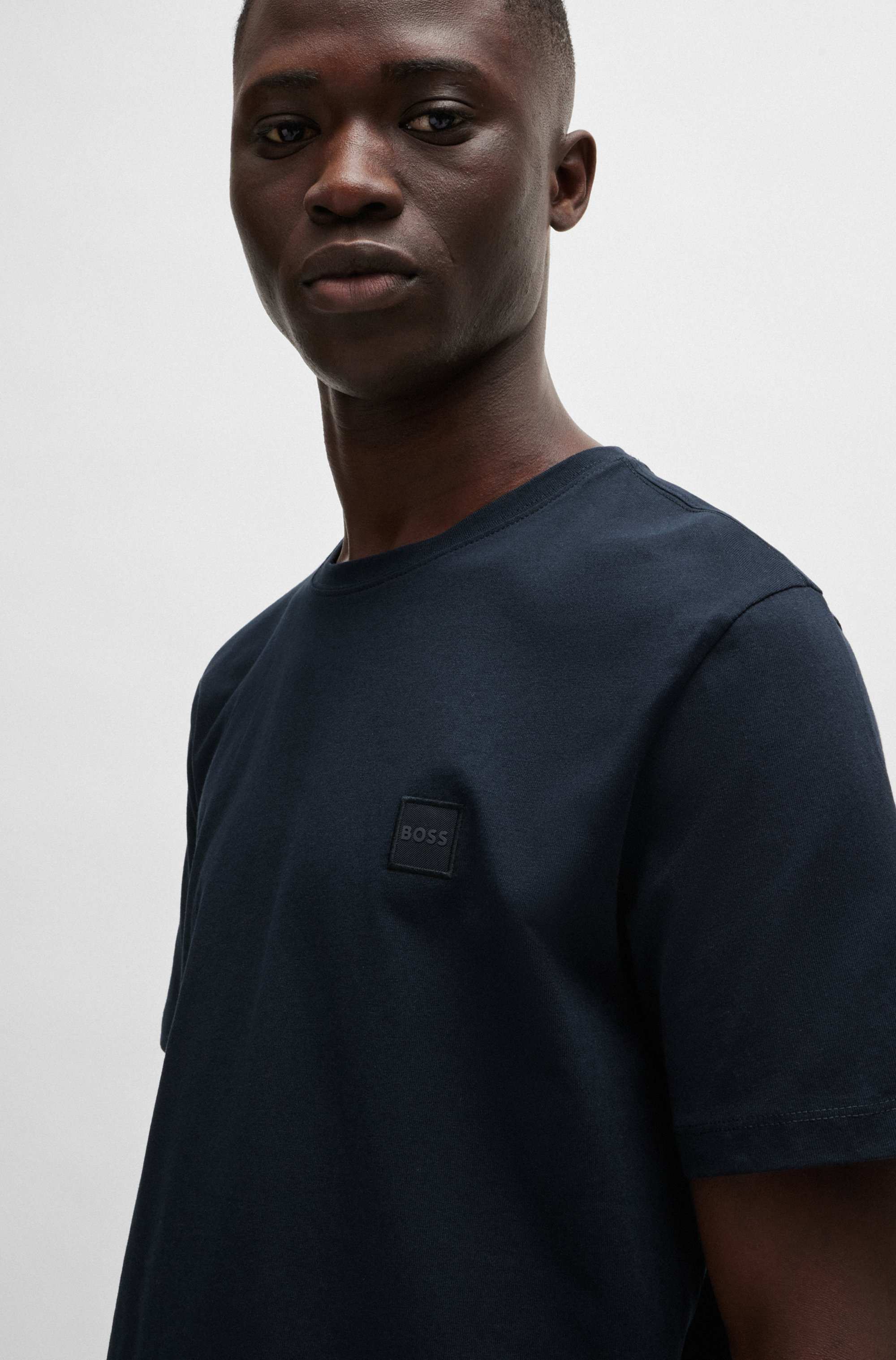 Cotton-jersey T-shirt with logo patch