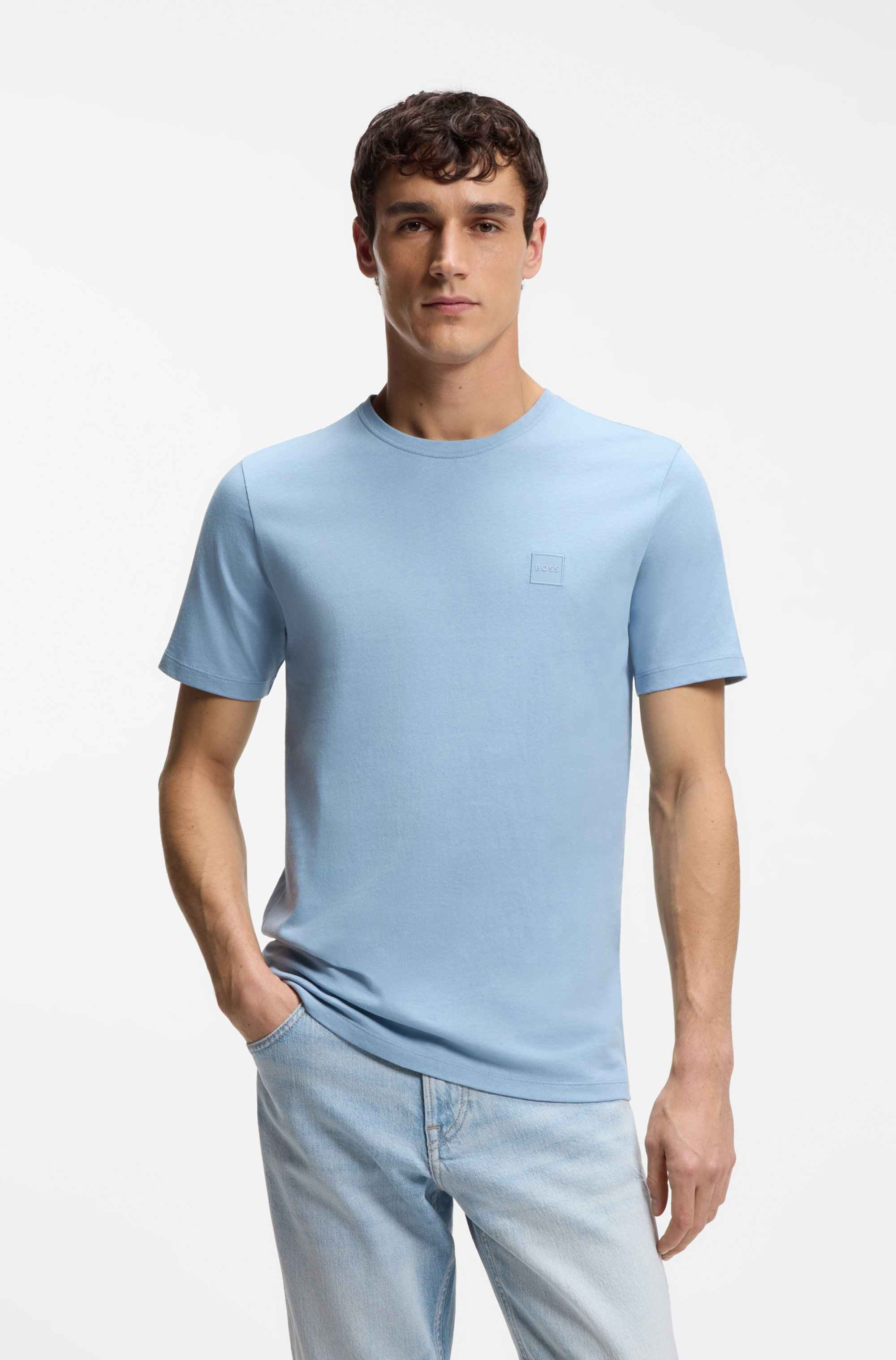 Cotton-jersey T-shirt with logo patch