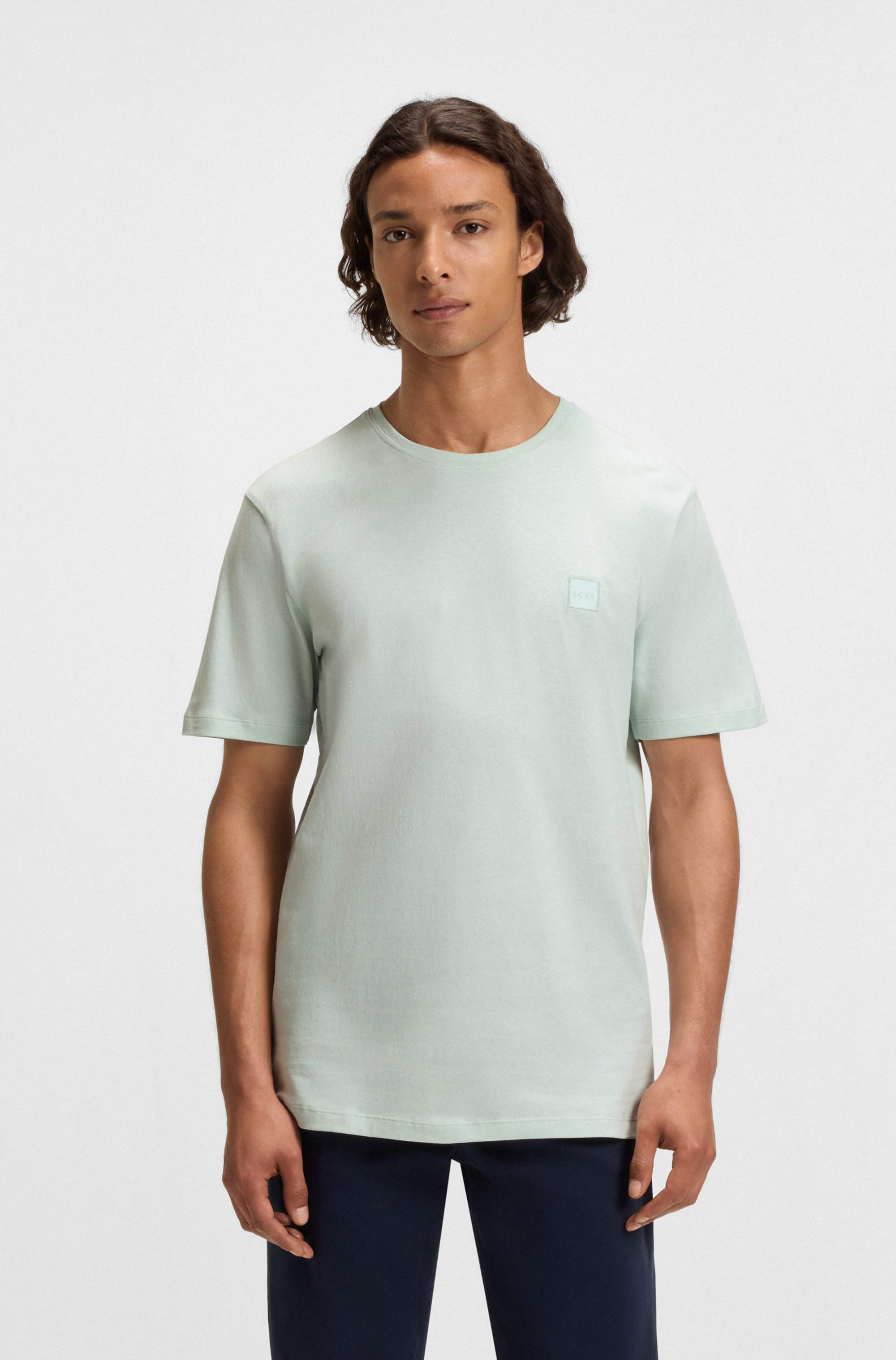 Cotton-jersey T-shirt with logo patch