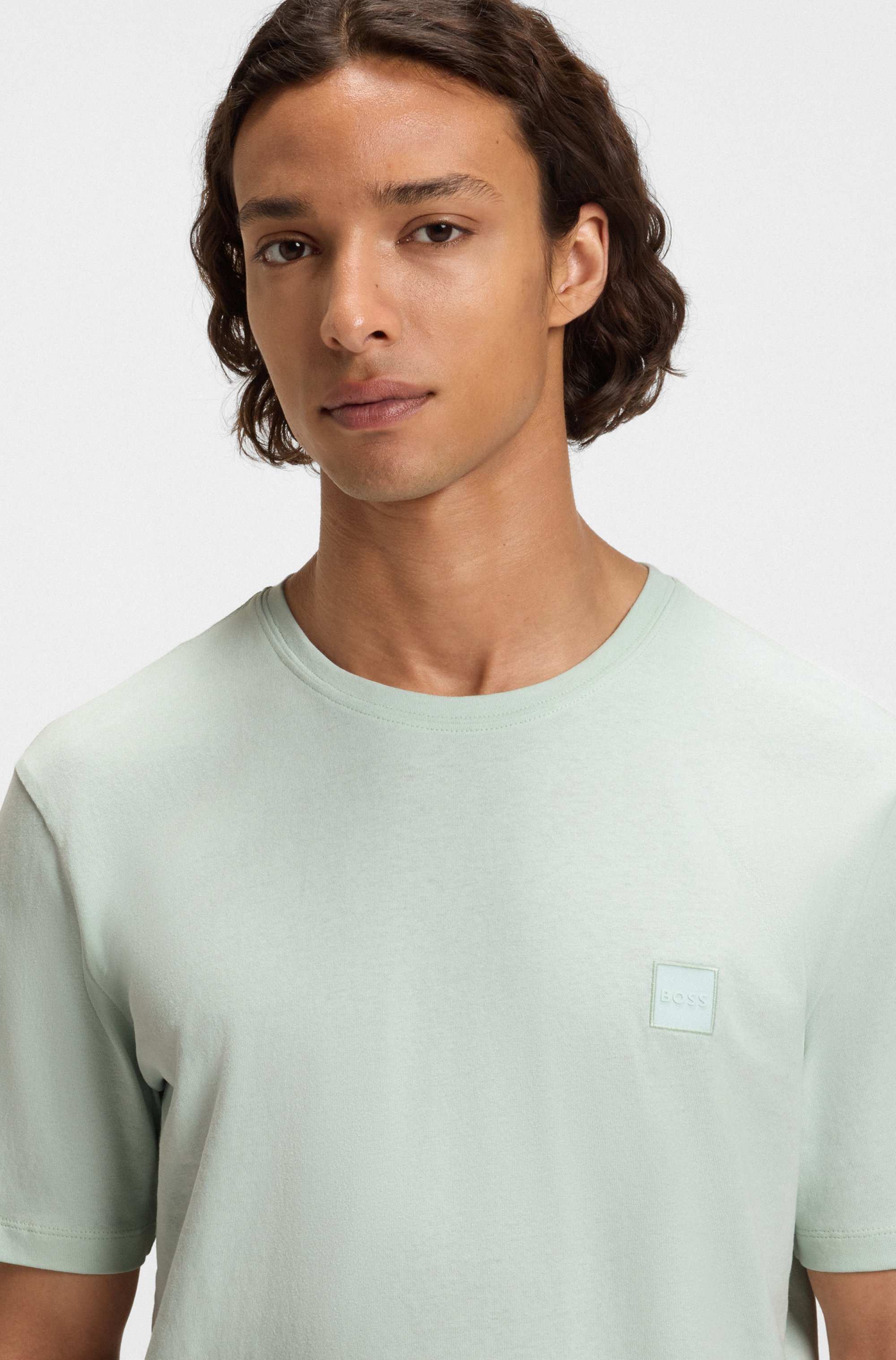 Cotton-jersey T-shirt with logo patch