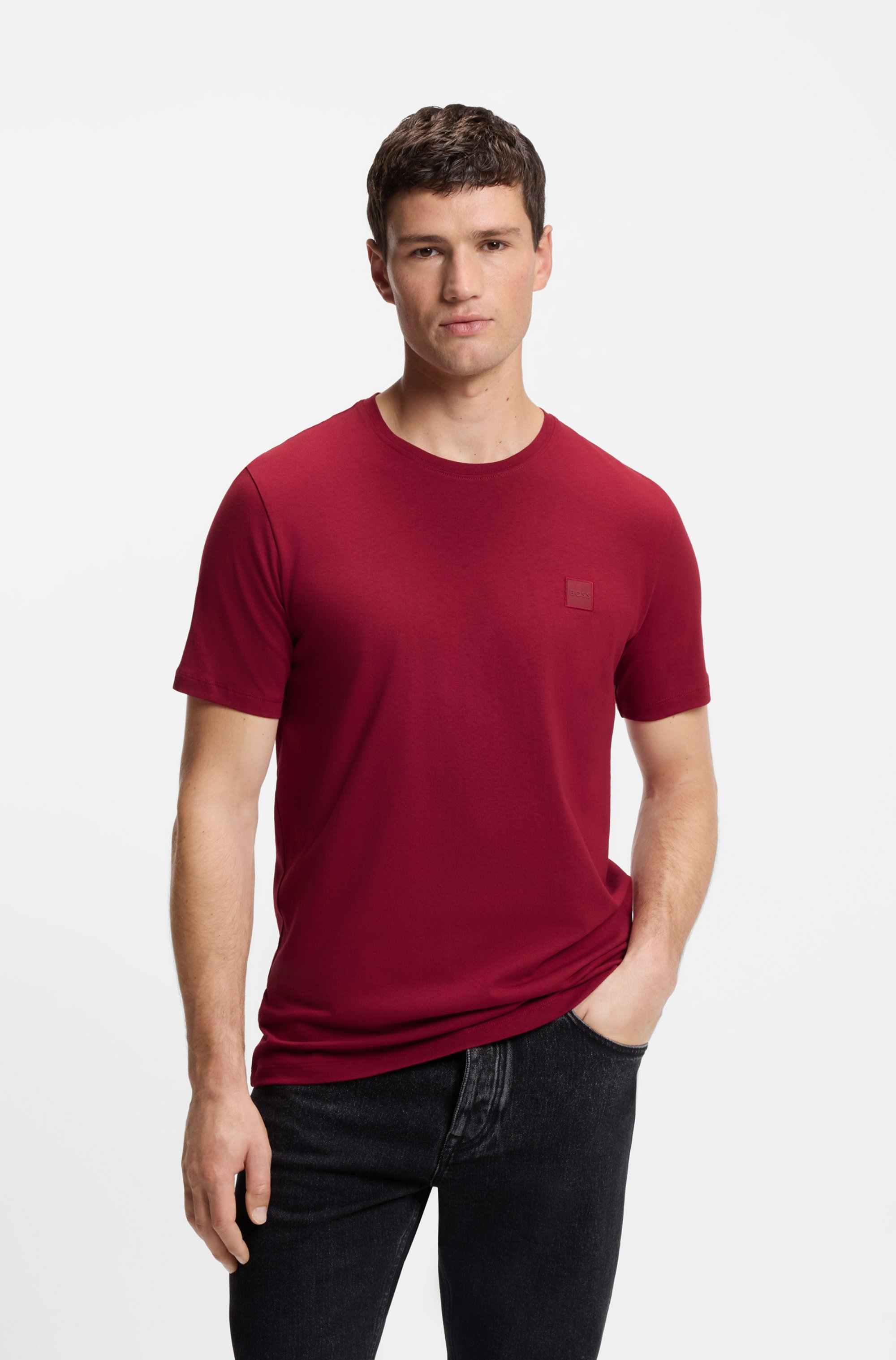 Cotton-jersey T-shirt with logo patch