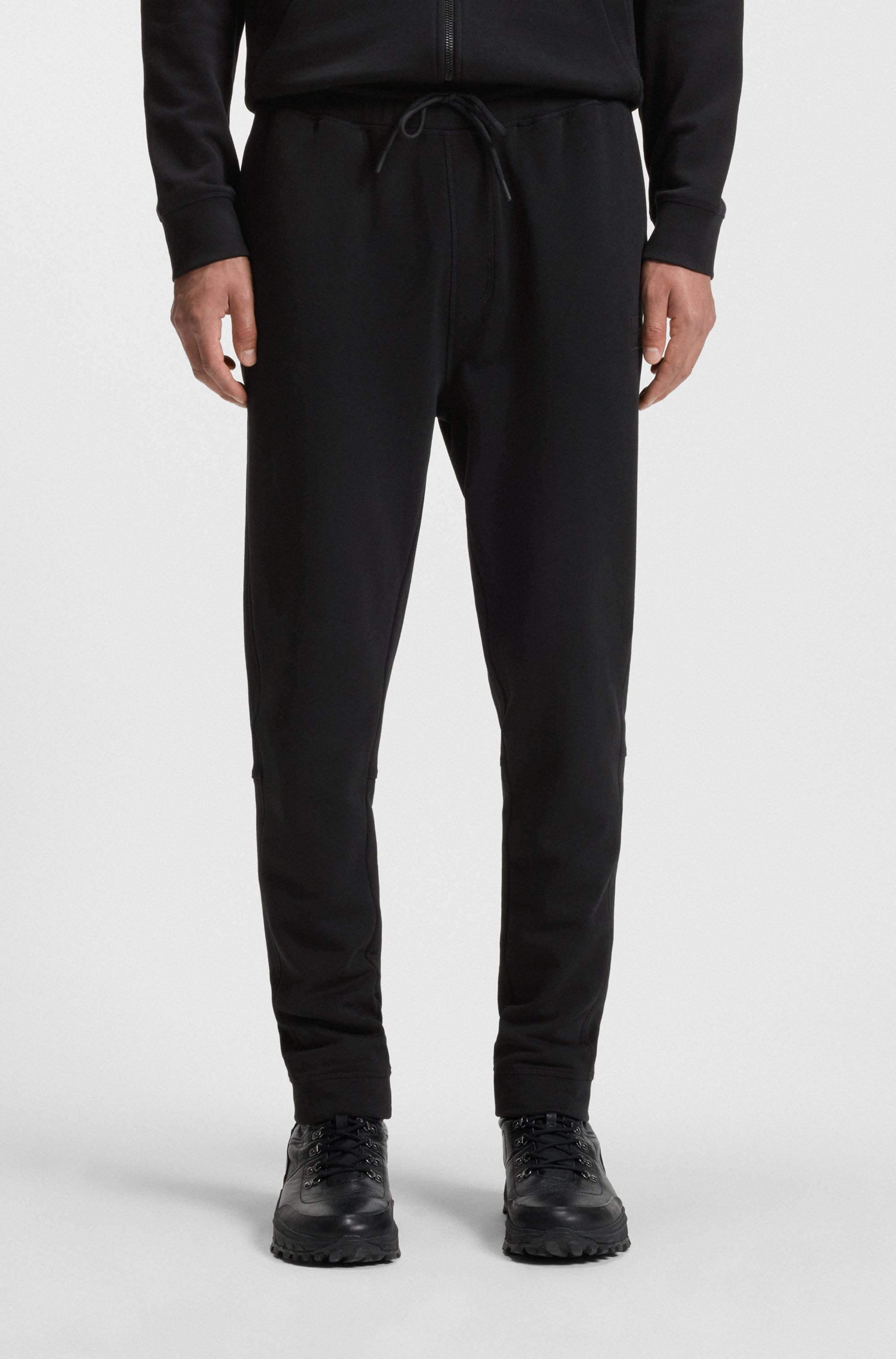 Cotton-terry tracksuit bottoms with logo patch