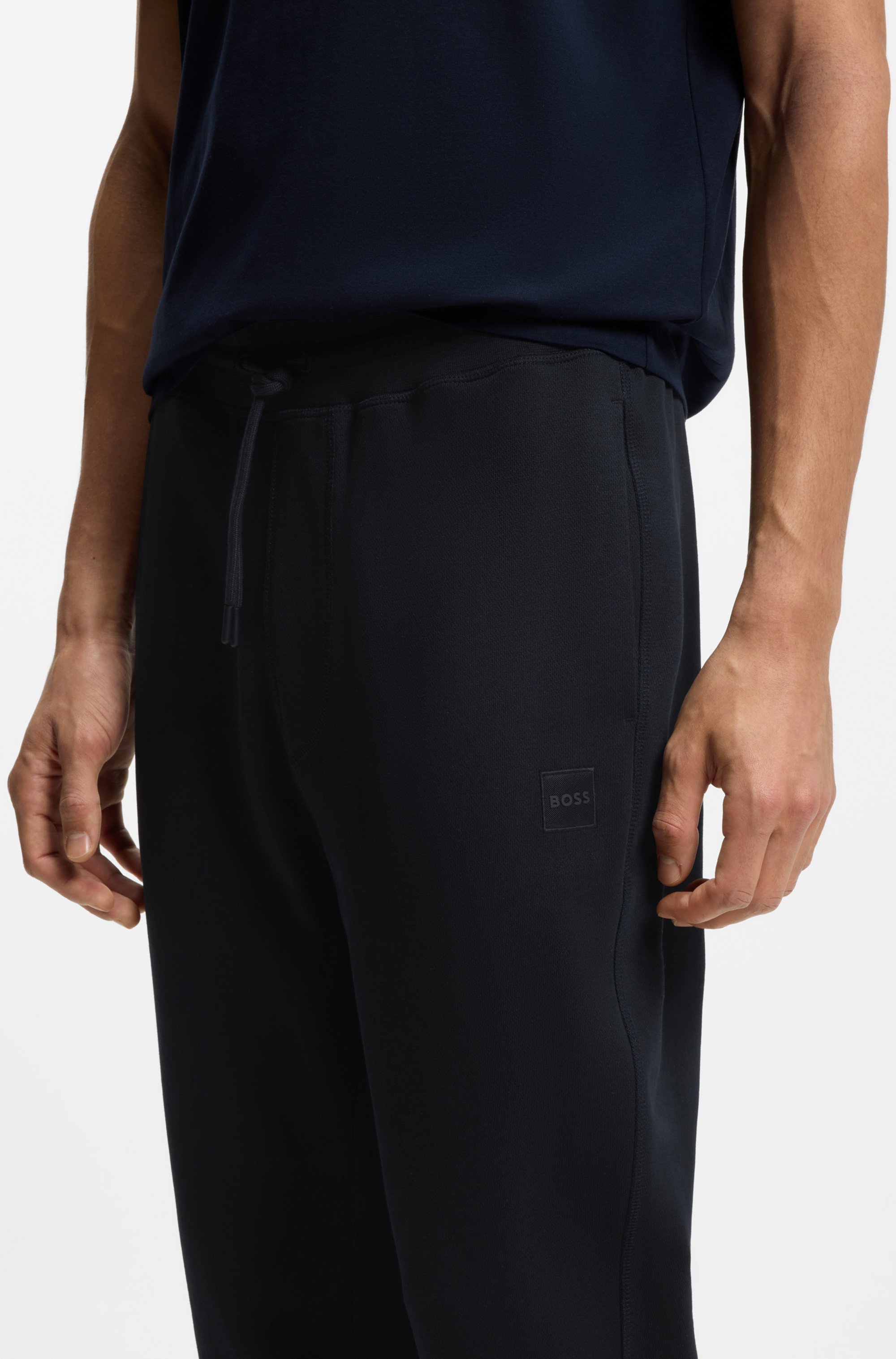 Cotton-terry tracksuit bottoms with logo patch