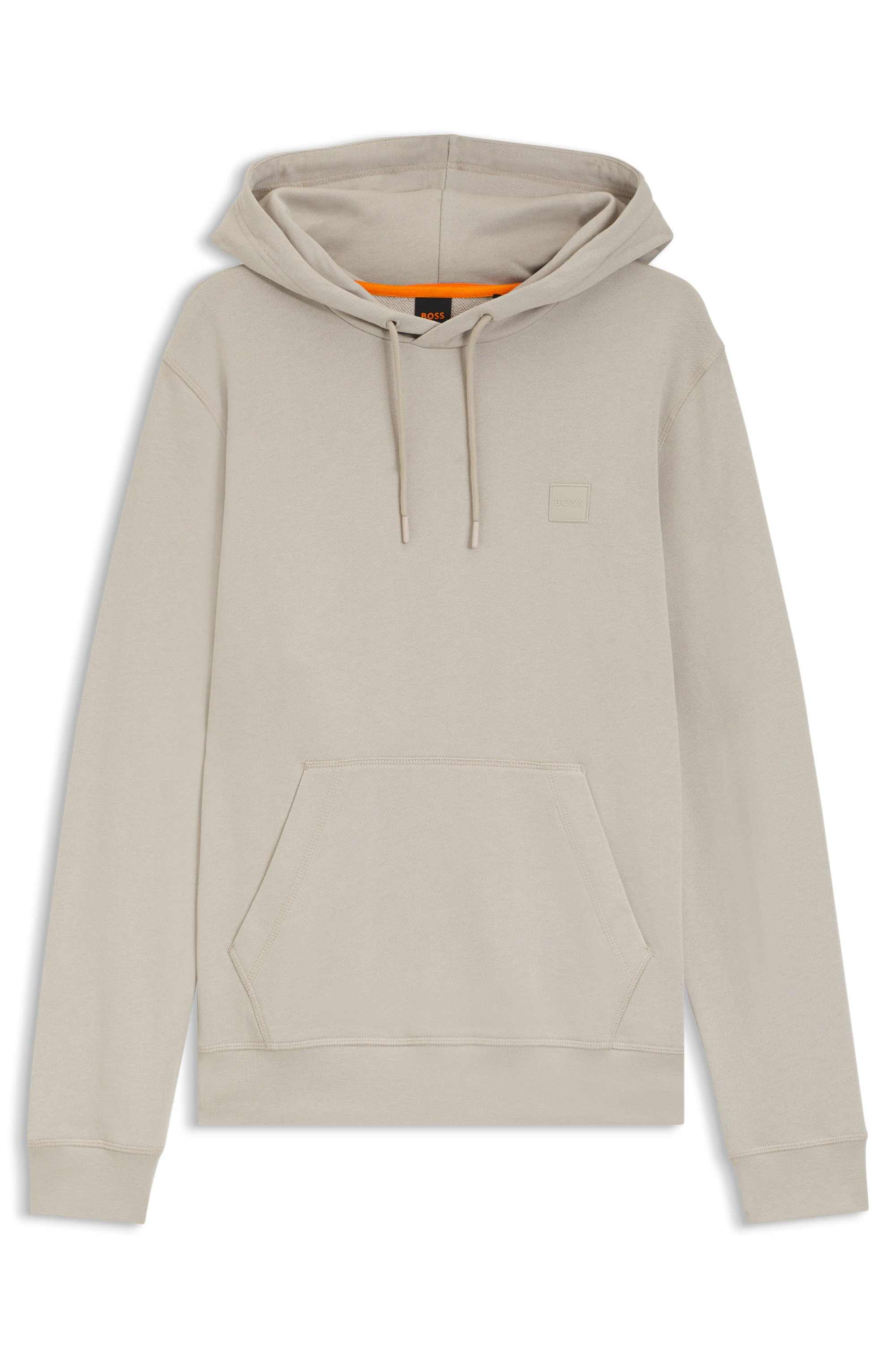 Cotton-terry hoodie with logo patch