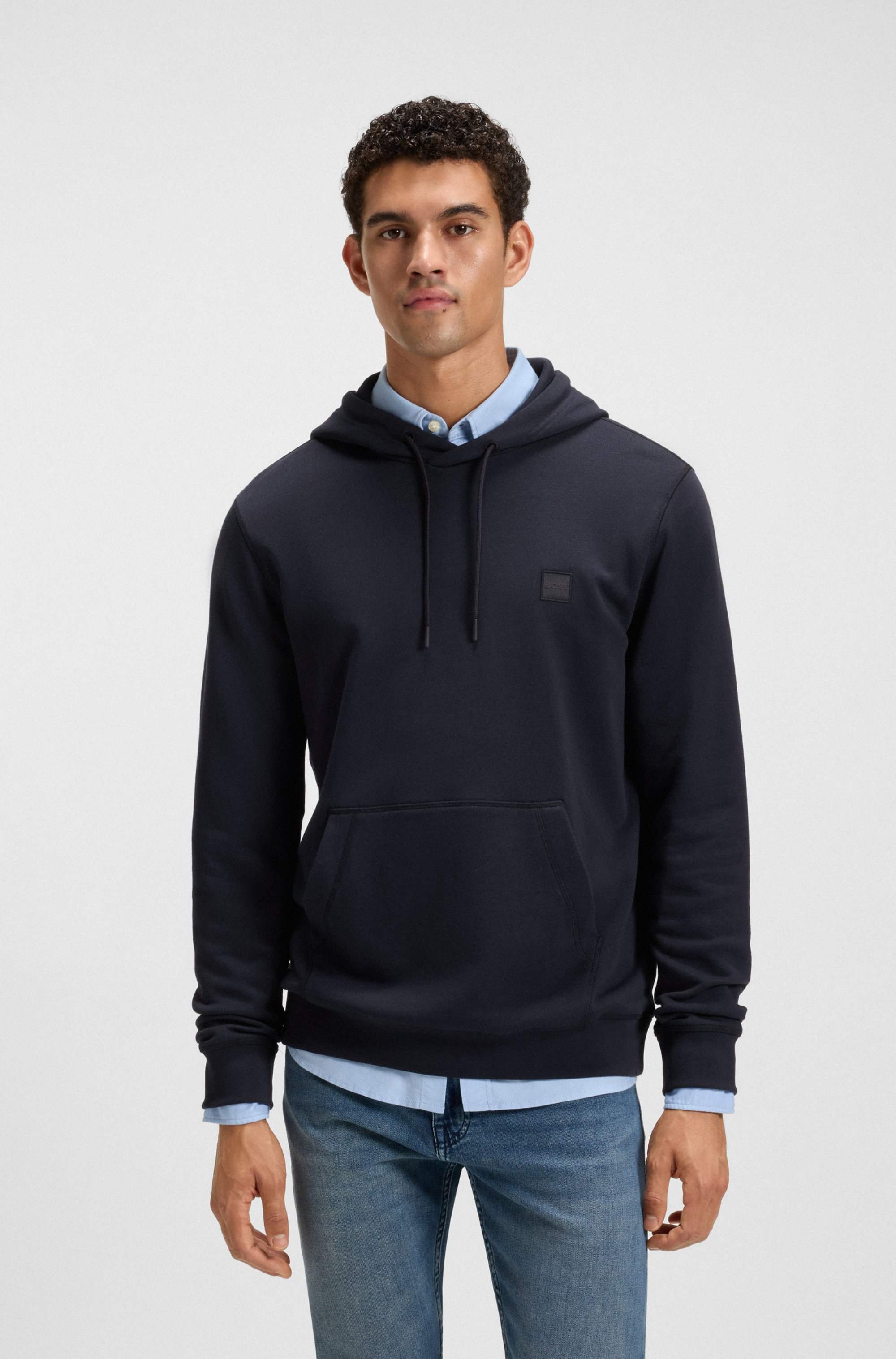 Cotton-terry hoodie with logo patch