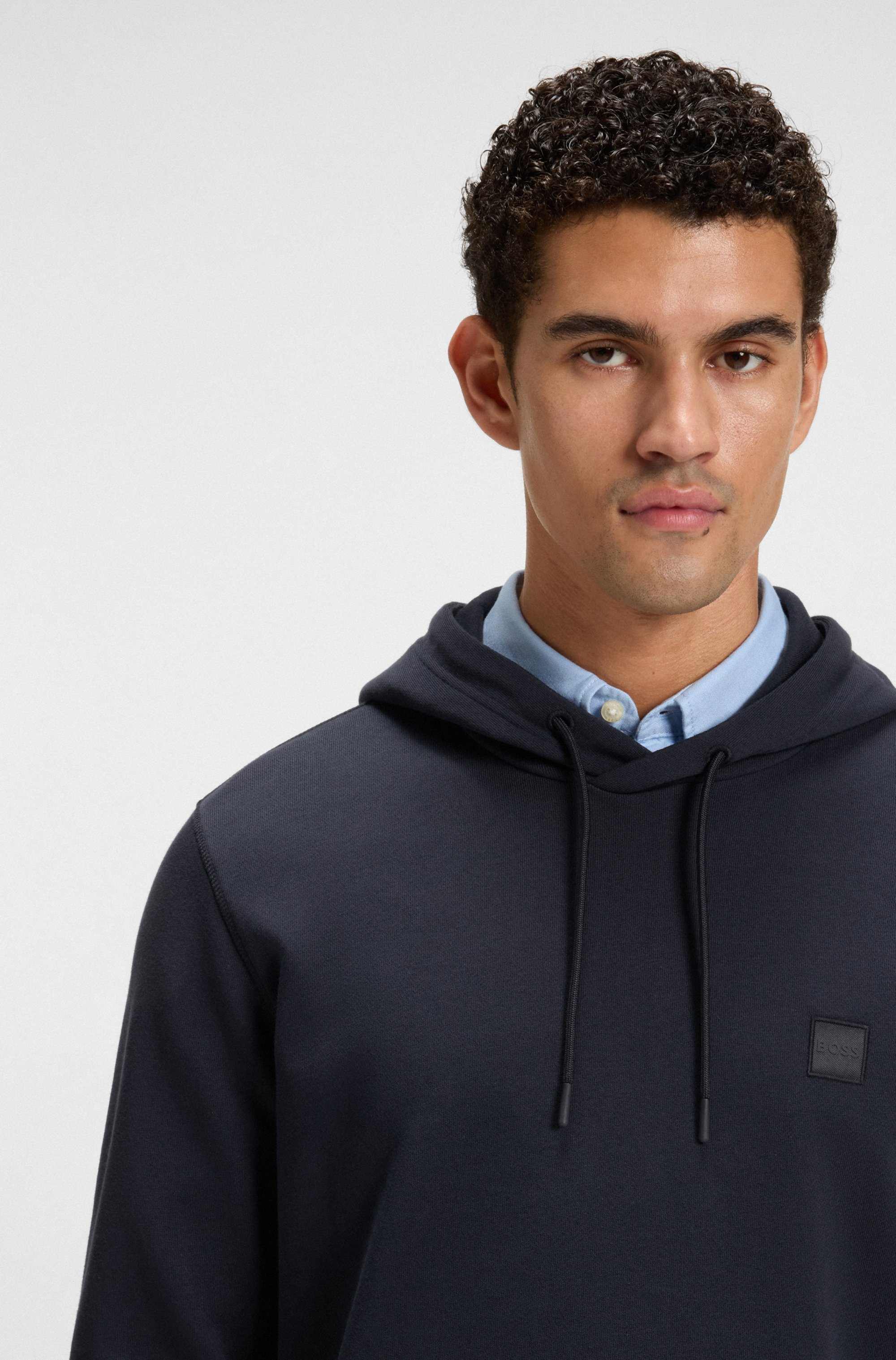 Cotton-terry hoodie with logo patch