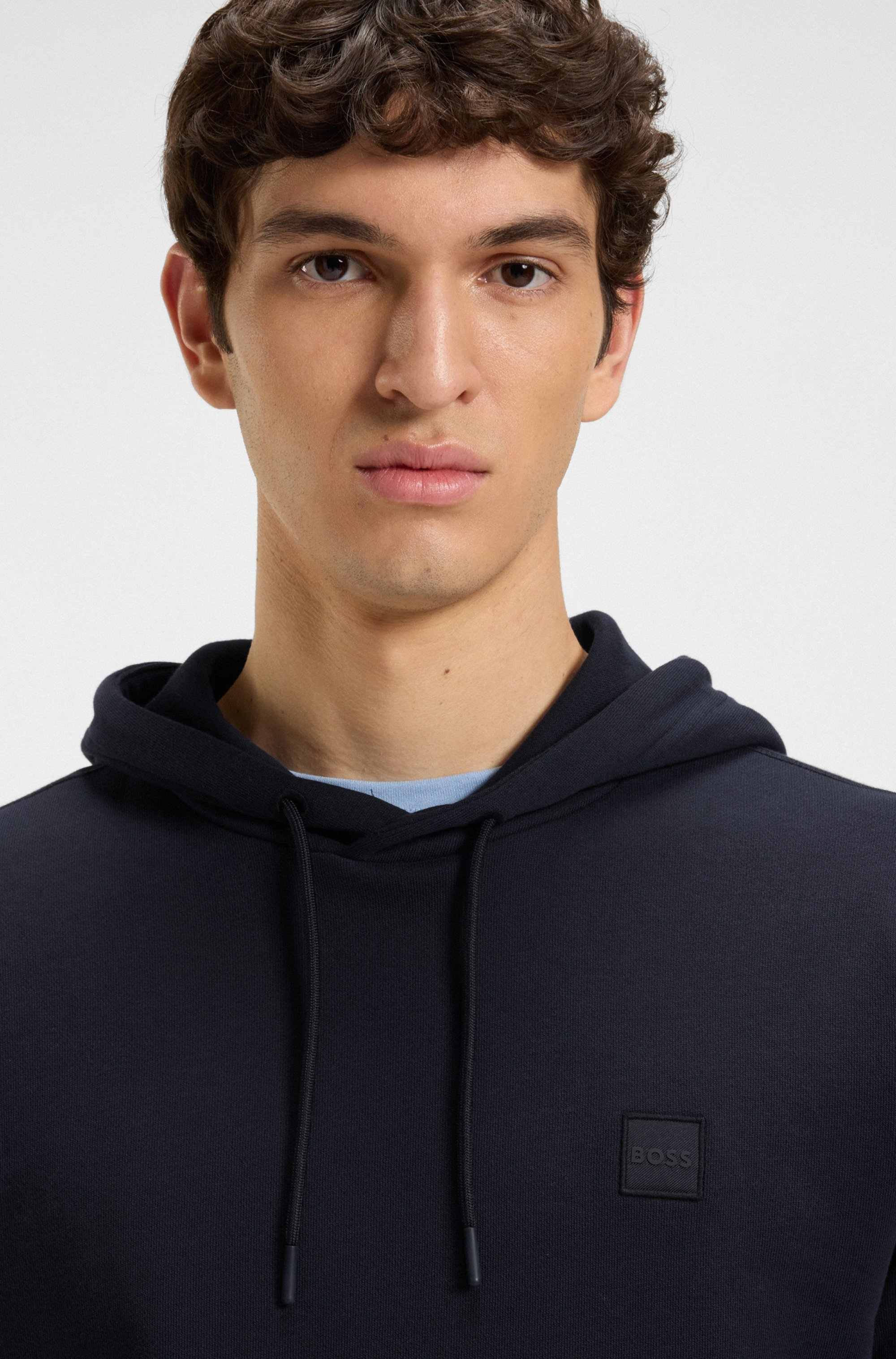 Regular-fit hoodie in cotton terry with logo patch