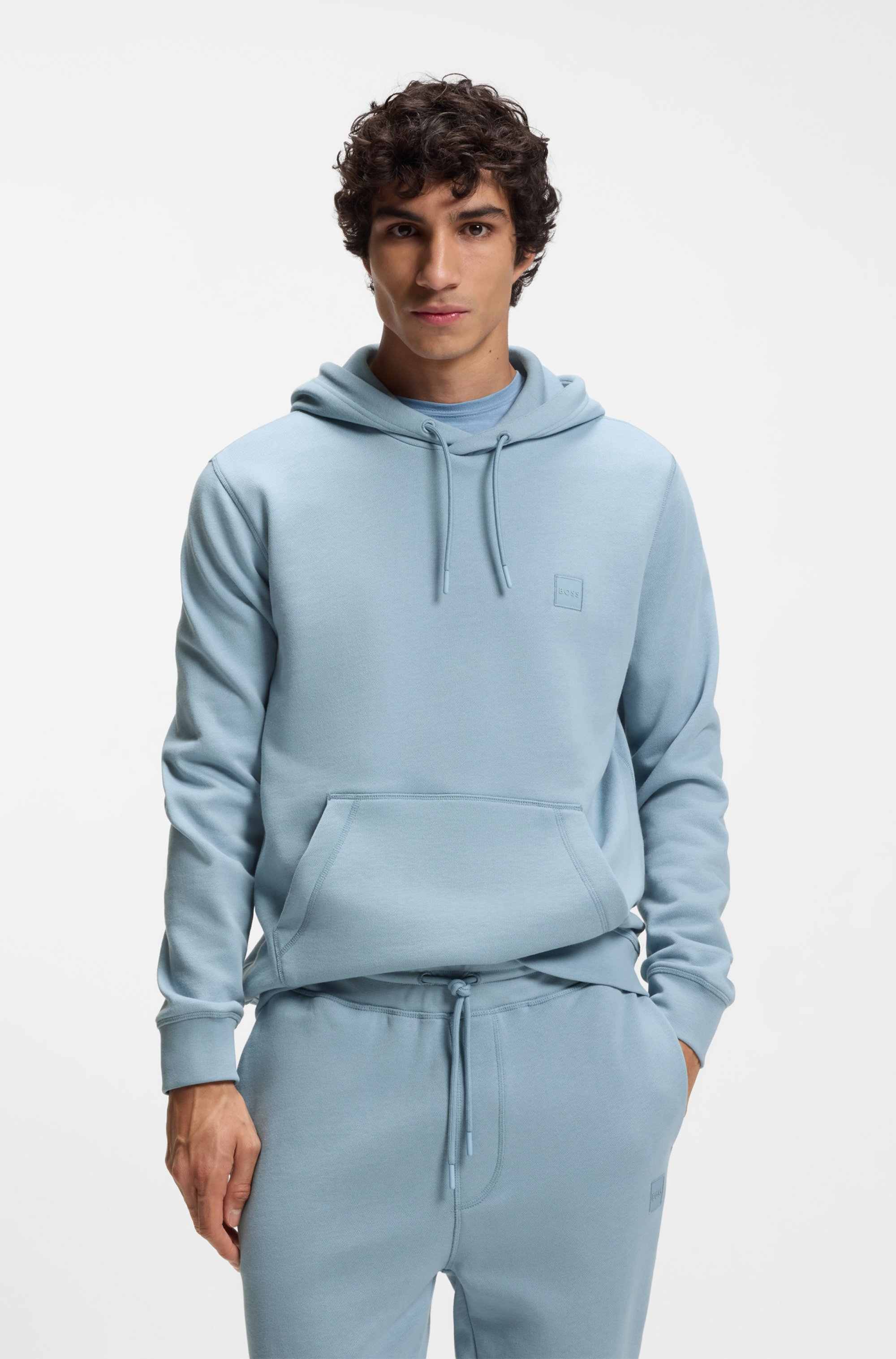 Cotton-terry hoodie with logo patch