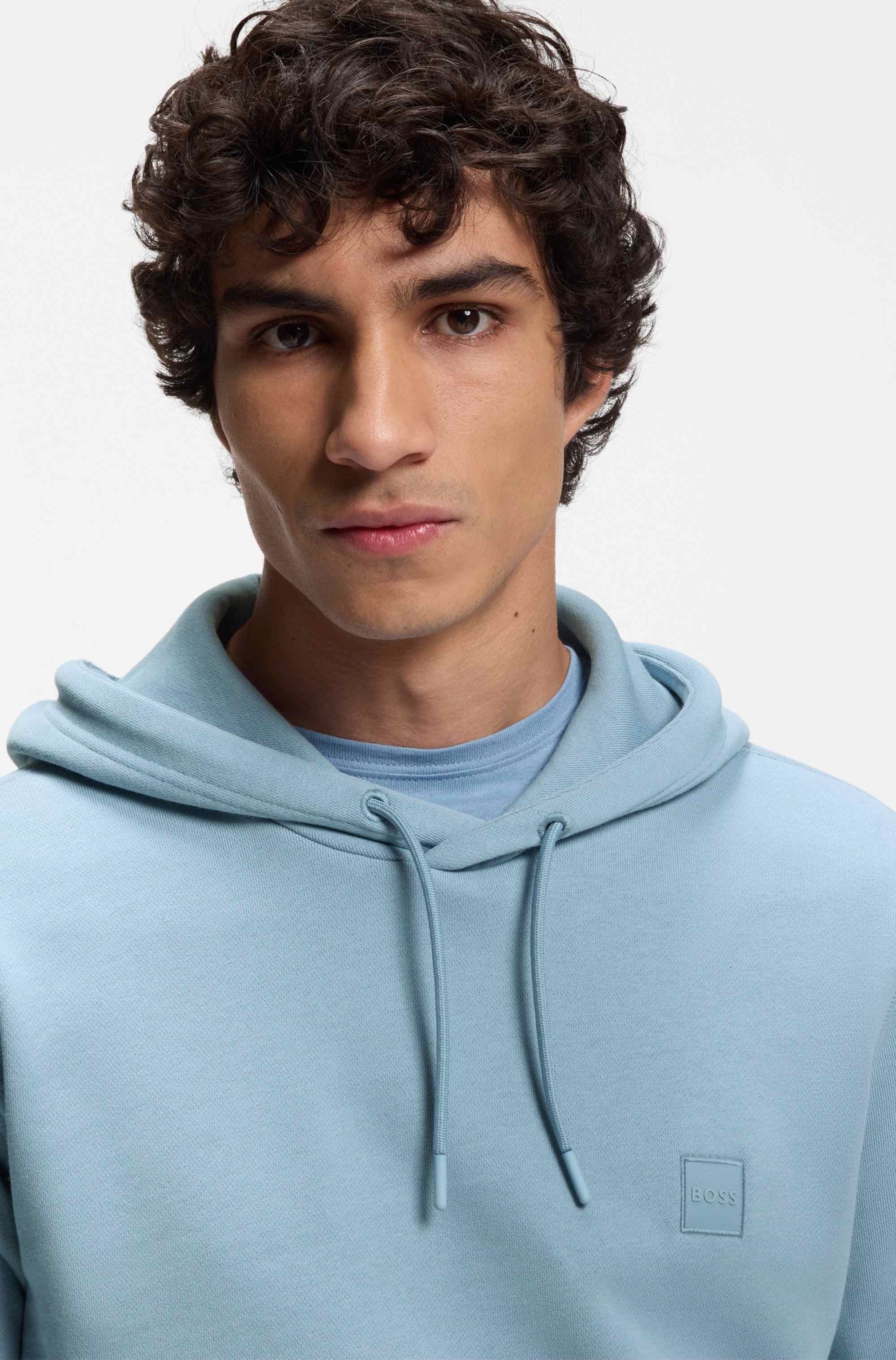 Cotton-terry hoodie with logo patch