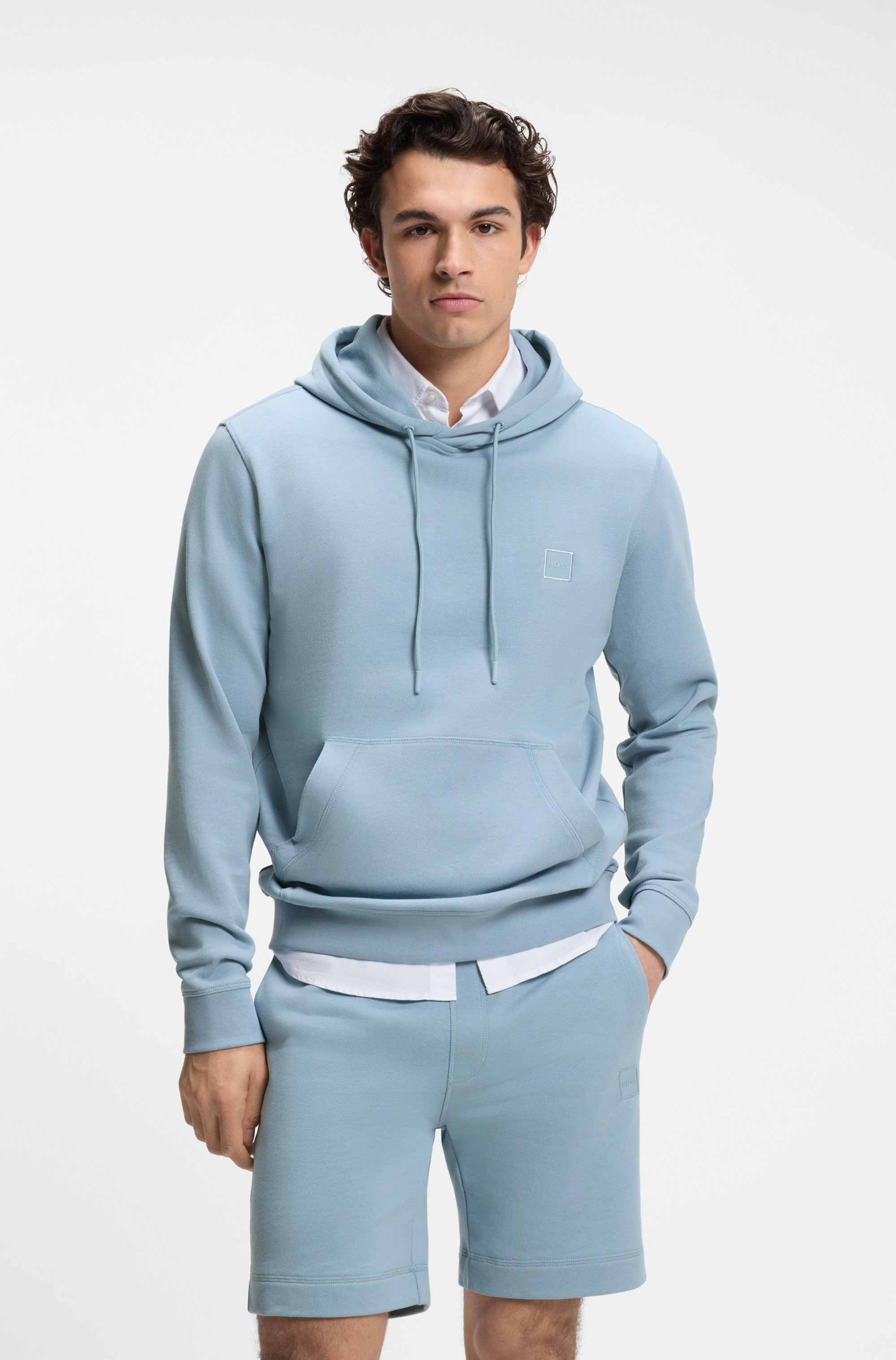 Cotton-terry hoodie with logo patch