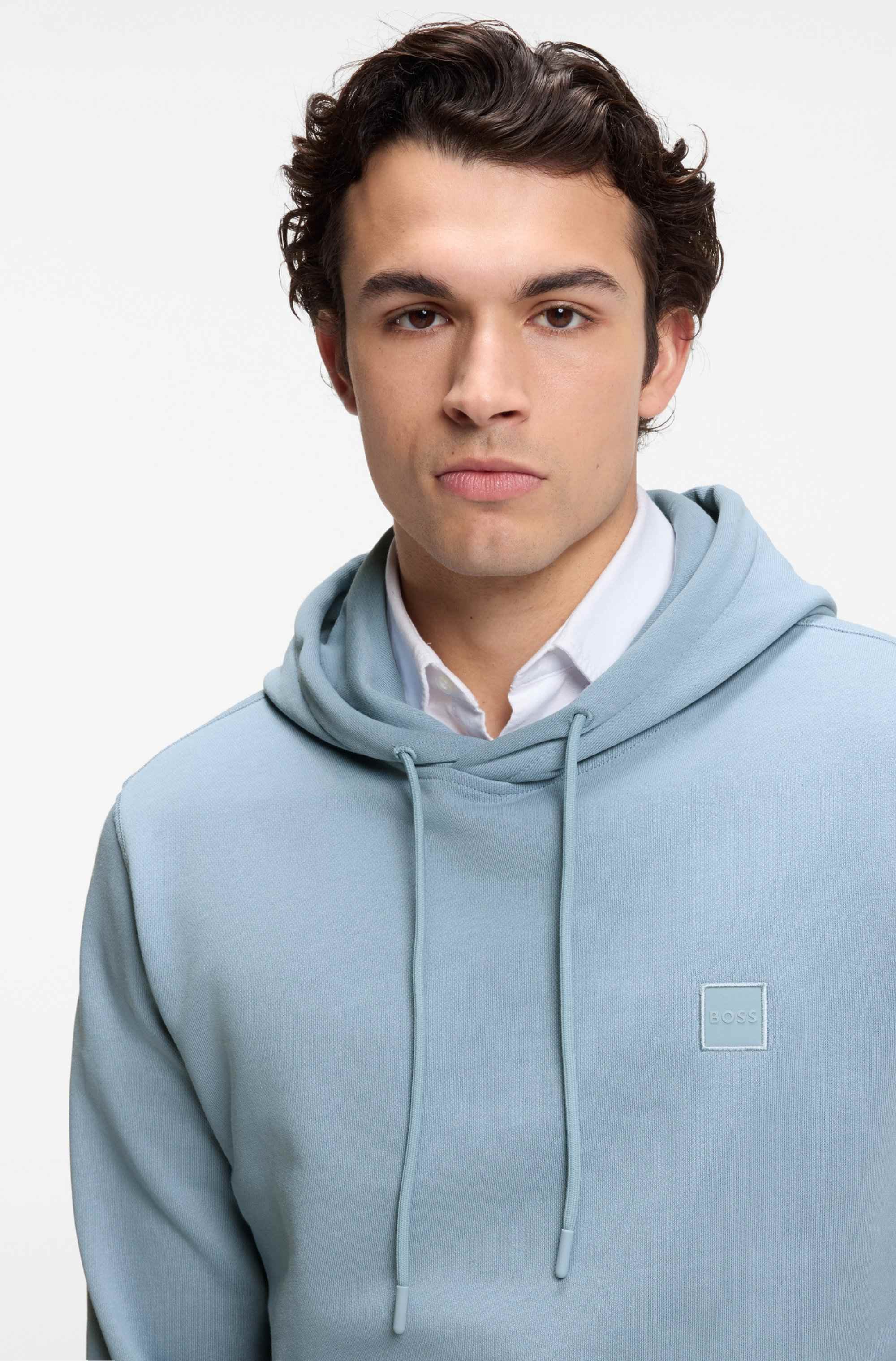 Cotton-terry hoodie with logo patch