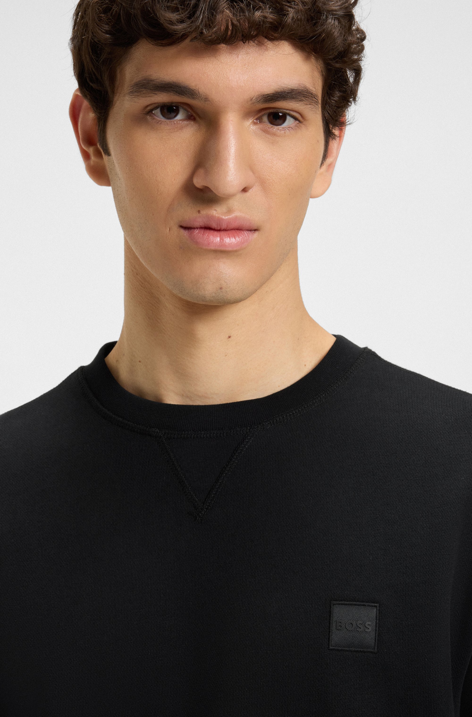 Cotton-terry sweatshirt with logo patch