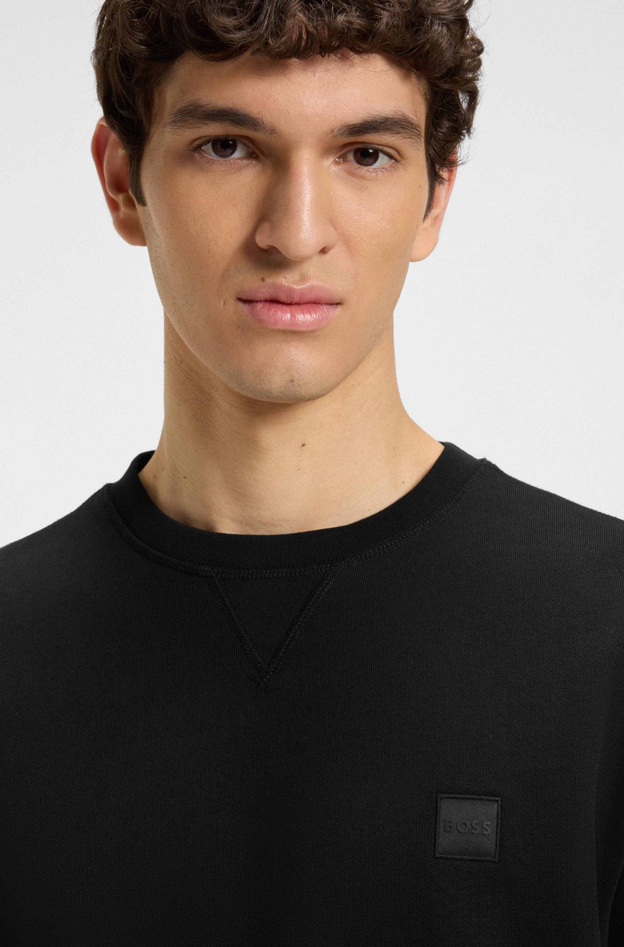 Cotton-terry regular-fit sweatshirt with logo patch
