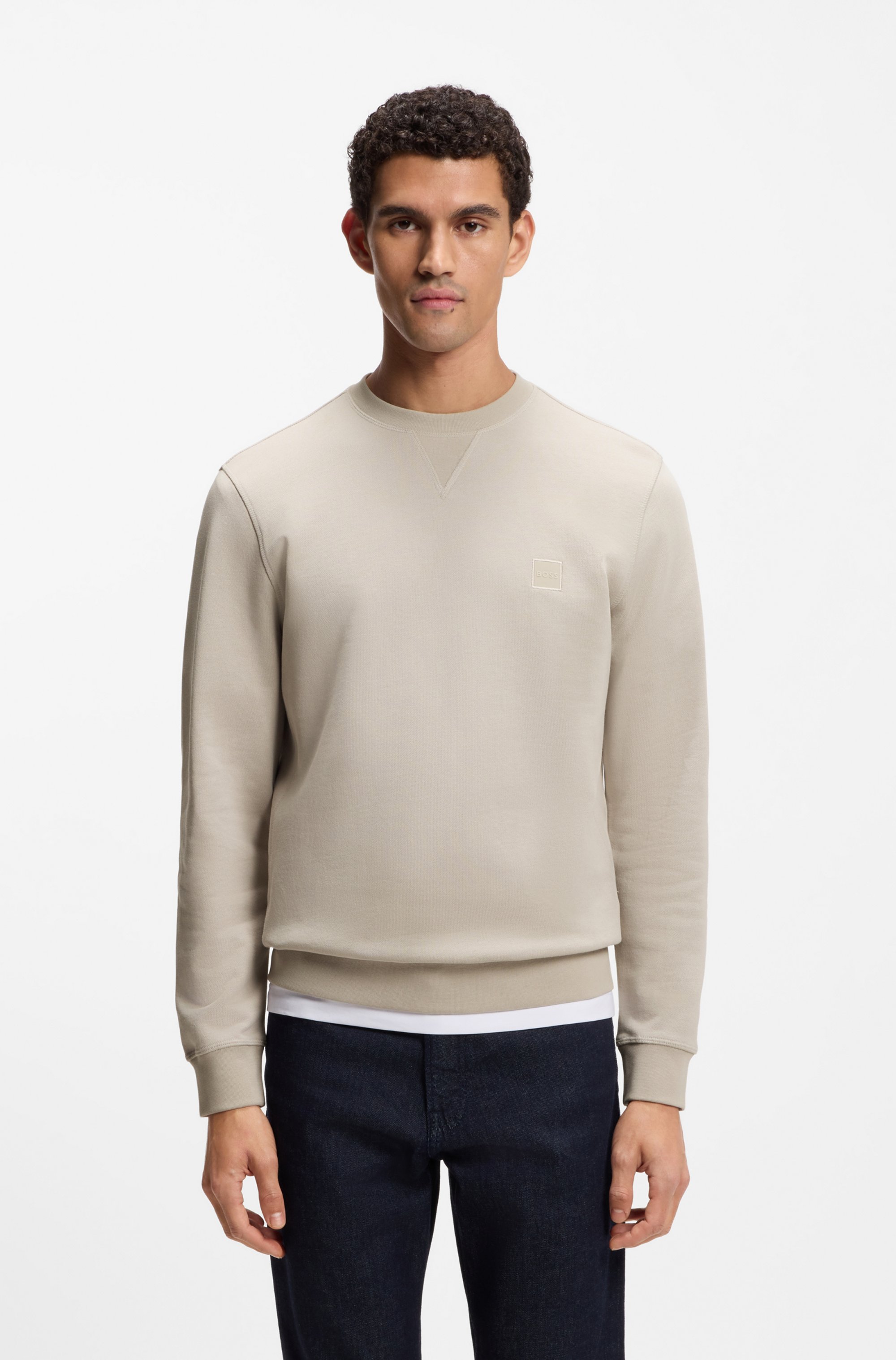 Cotton-terry sweatshirt with logo patch