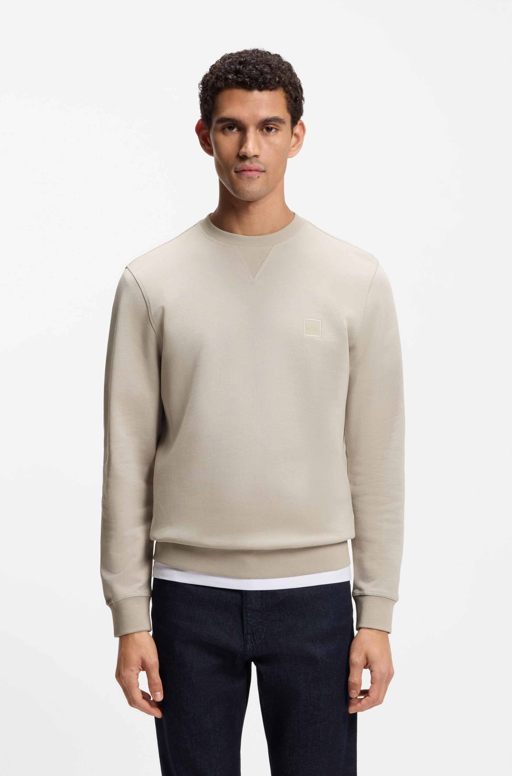 Cotton-terry sweatshirt with logo patch