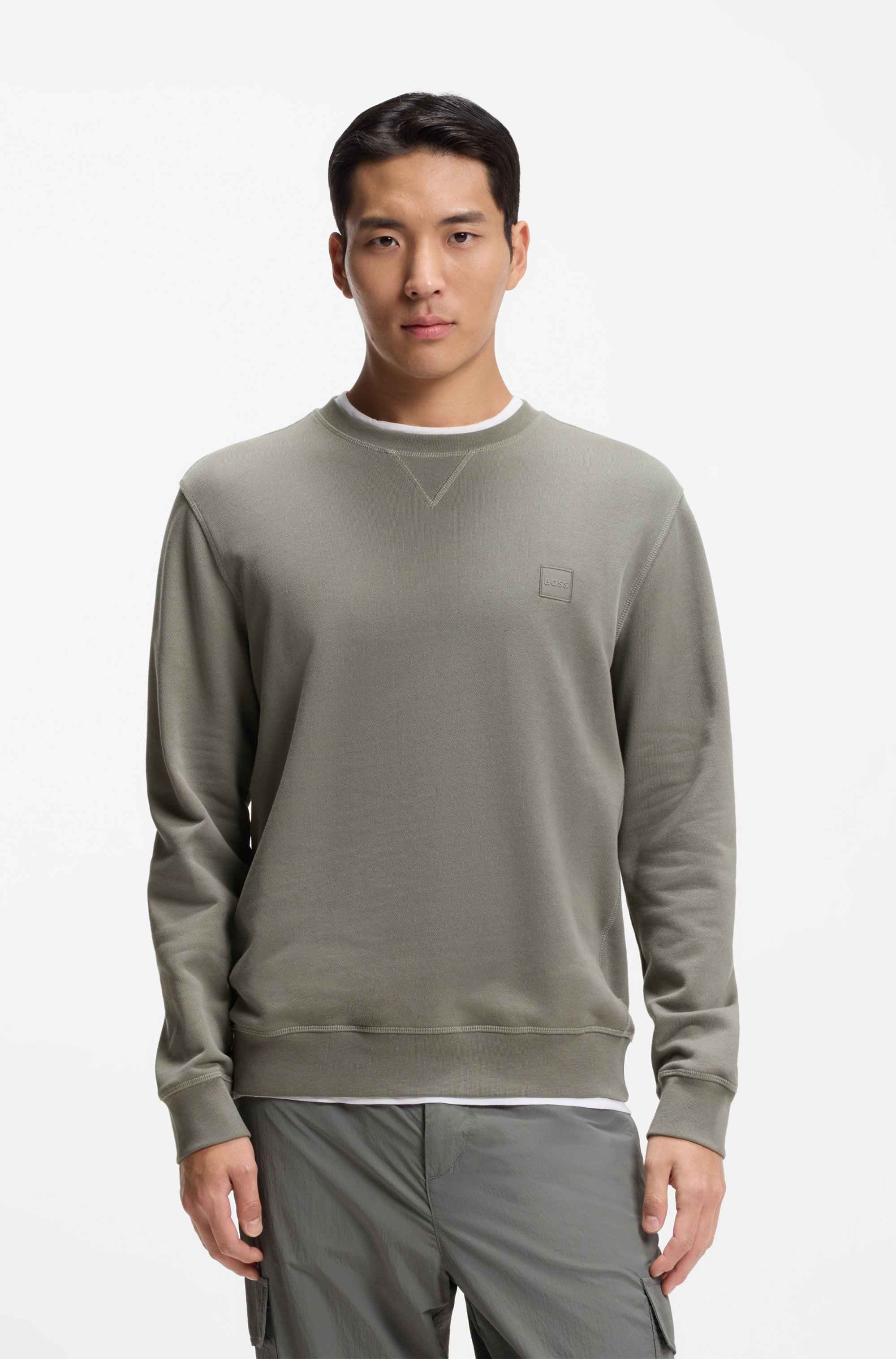 Cotton-terry sweatshirt with logo patch
