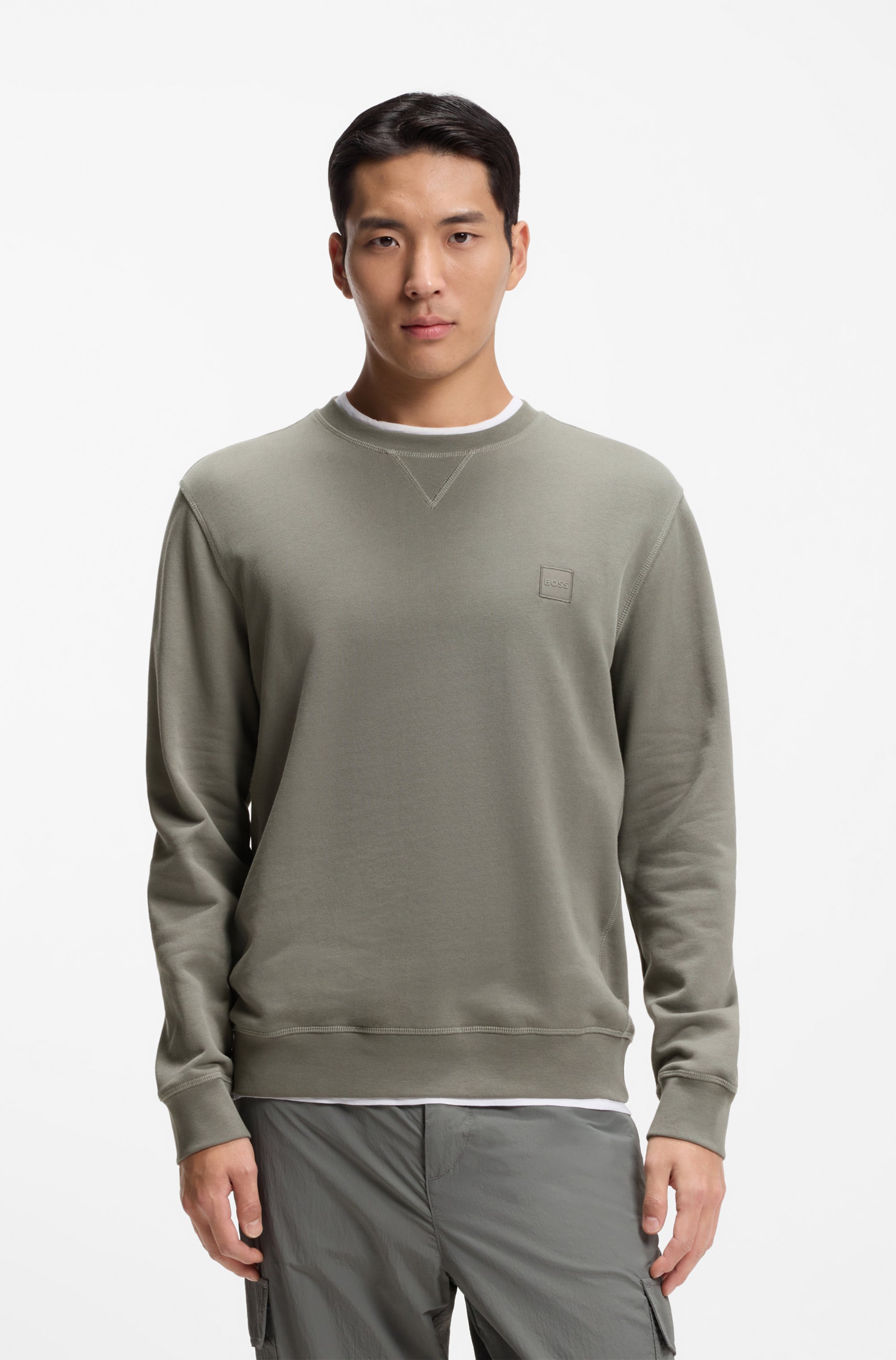 Cotton-terry sweatshirt with logo patch