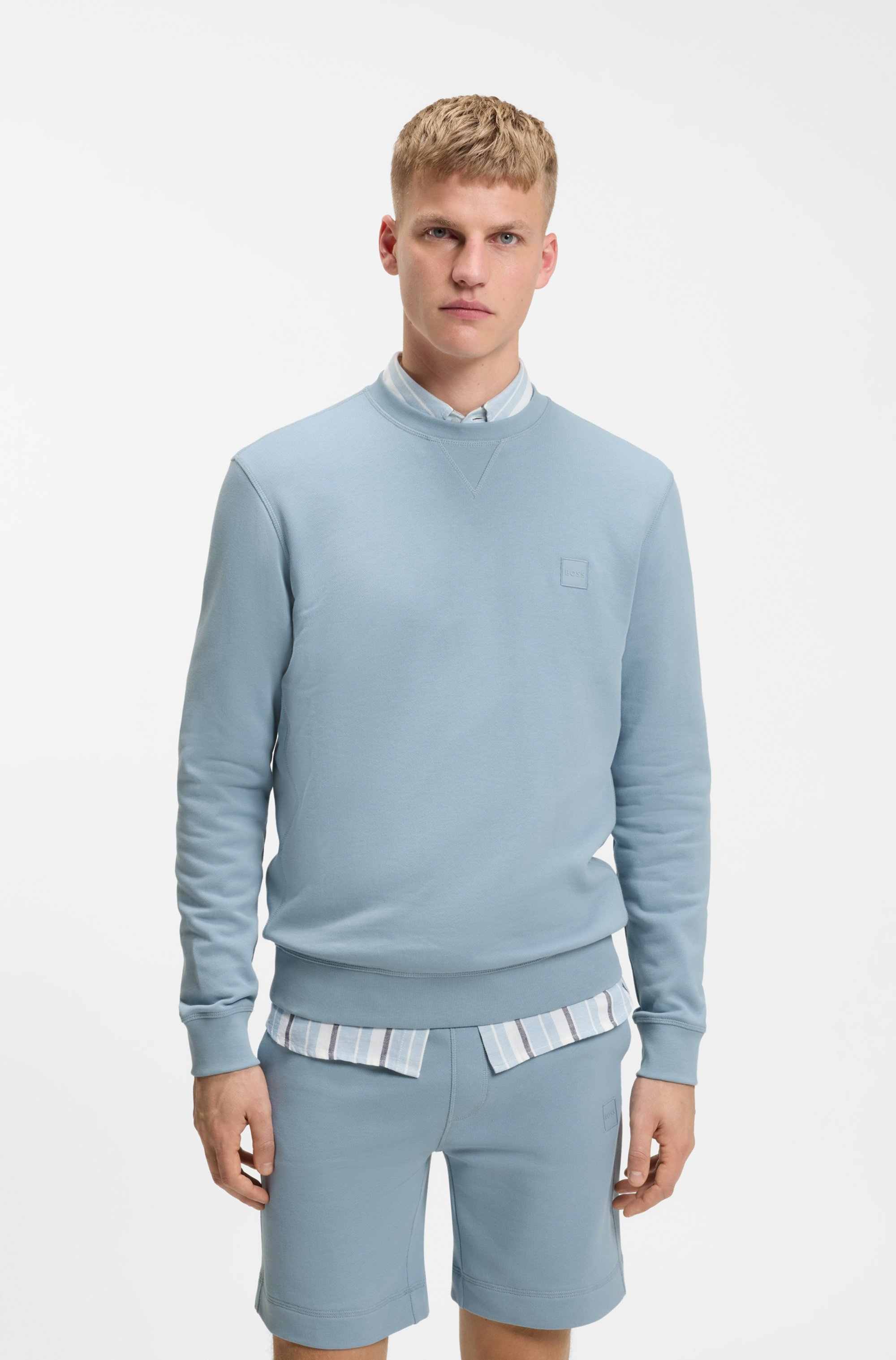 Cotton-terry sweatshirt with logo patch