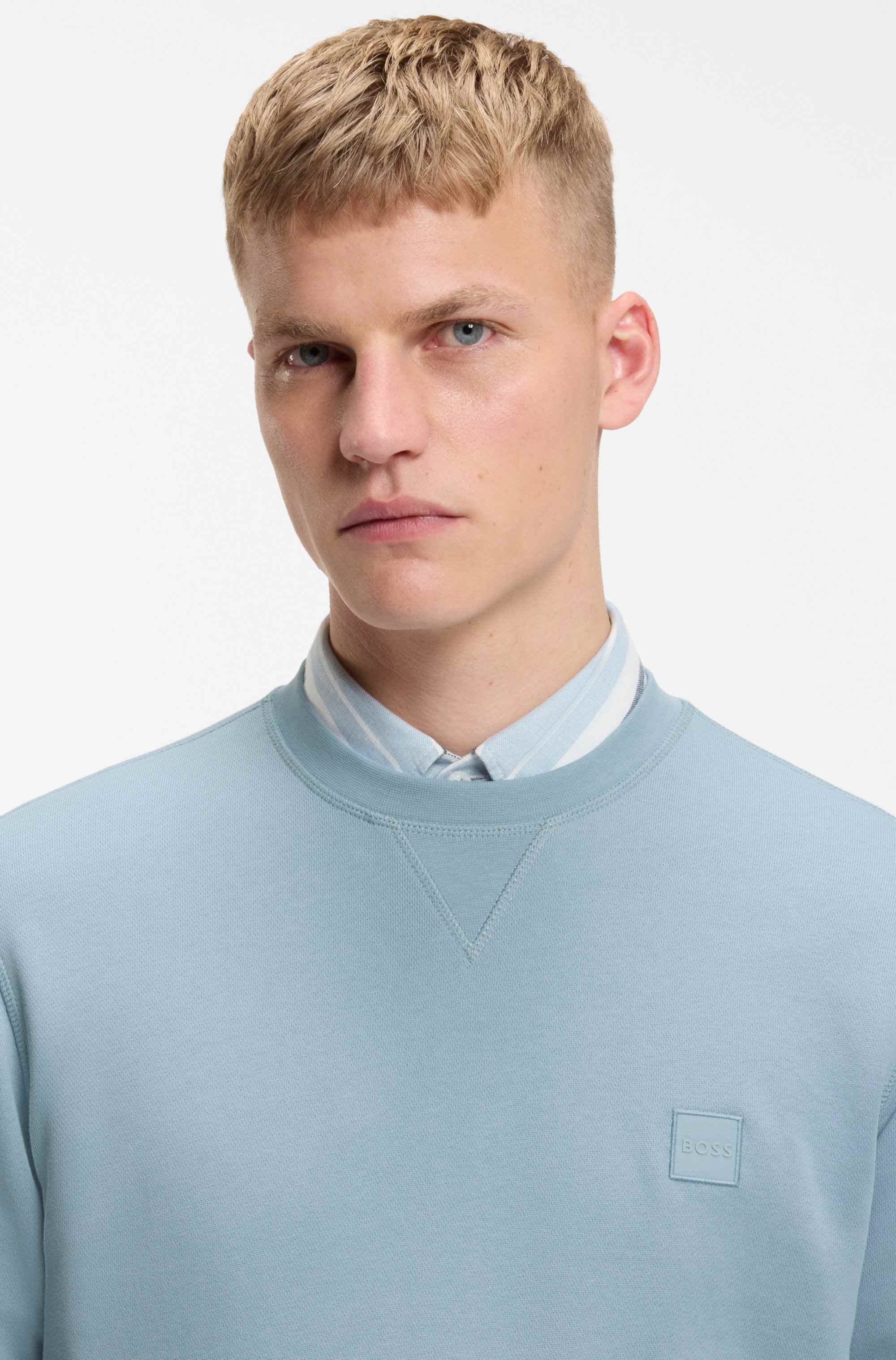 Cotton-terry sweatshirt with logo patch