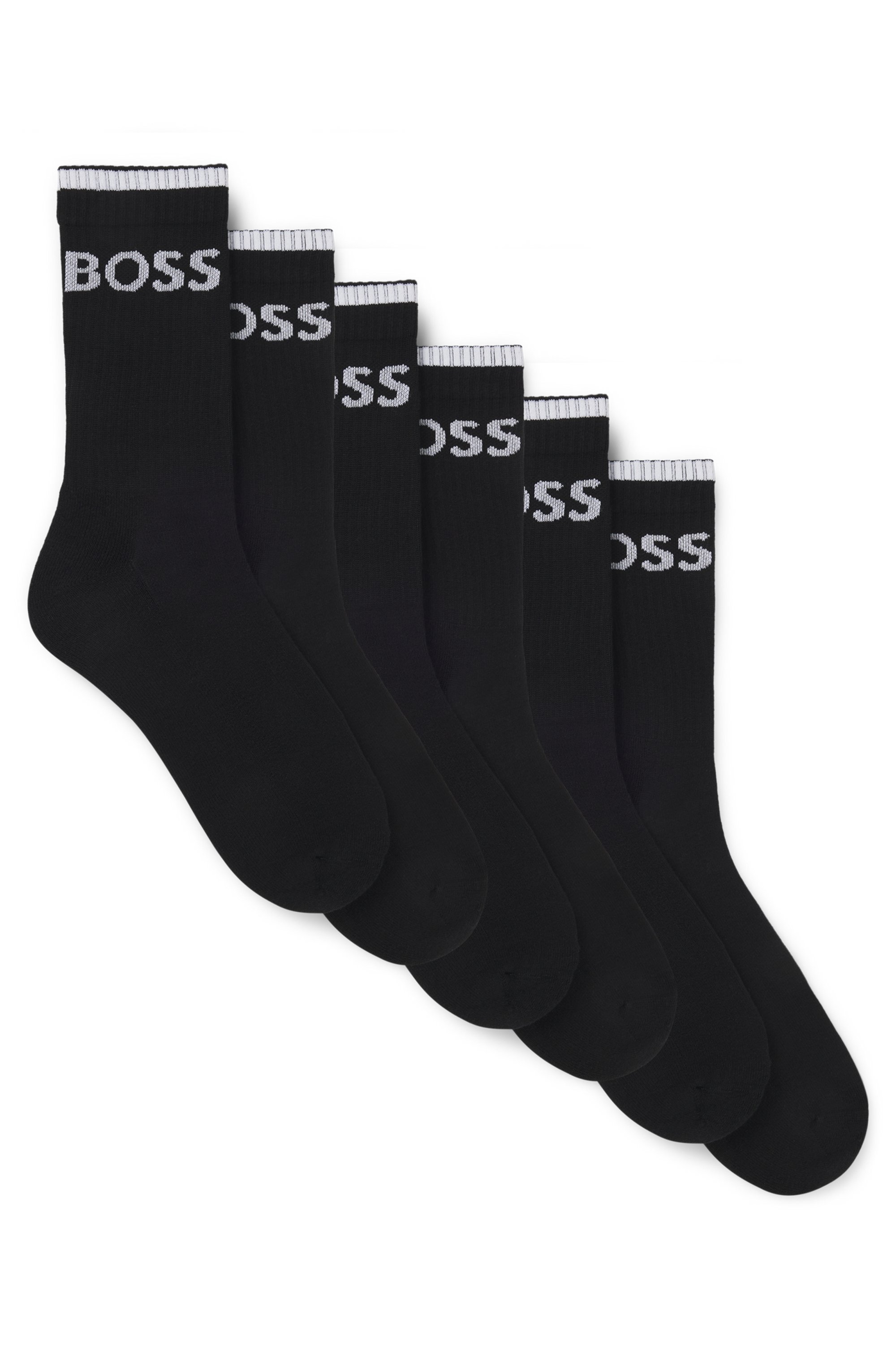 Six-pack of ribbed short socks in a cotton blend