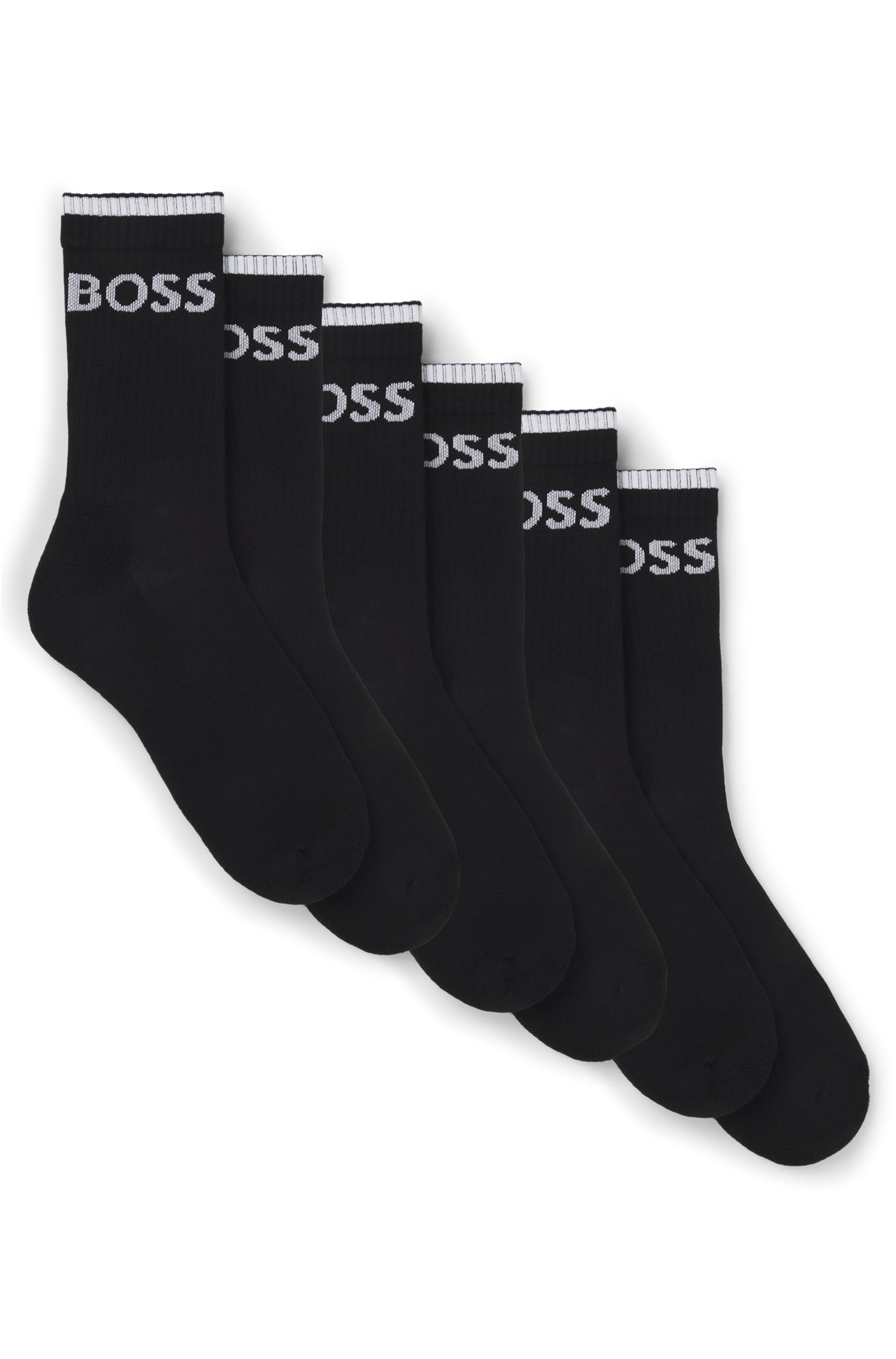Six-pack of ribbed short socks in a cotton blend