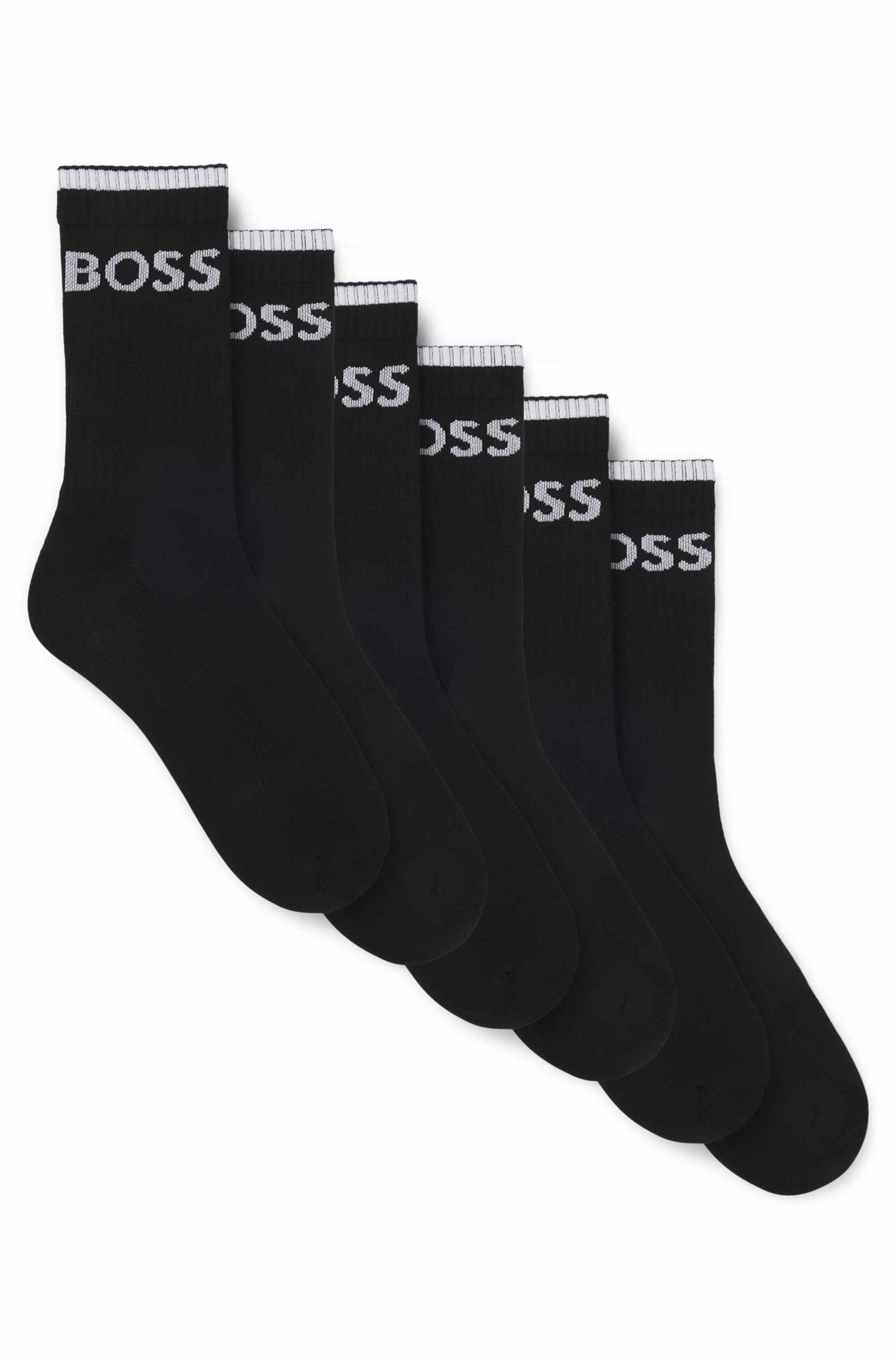 Six-pack of ribbed short socks in a cotton blend