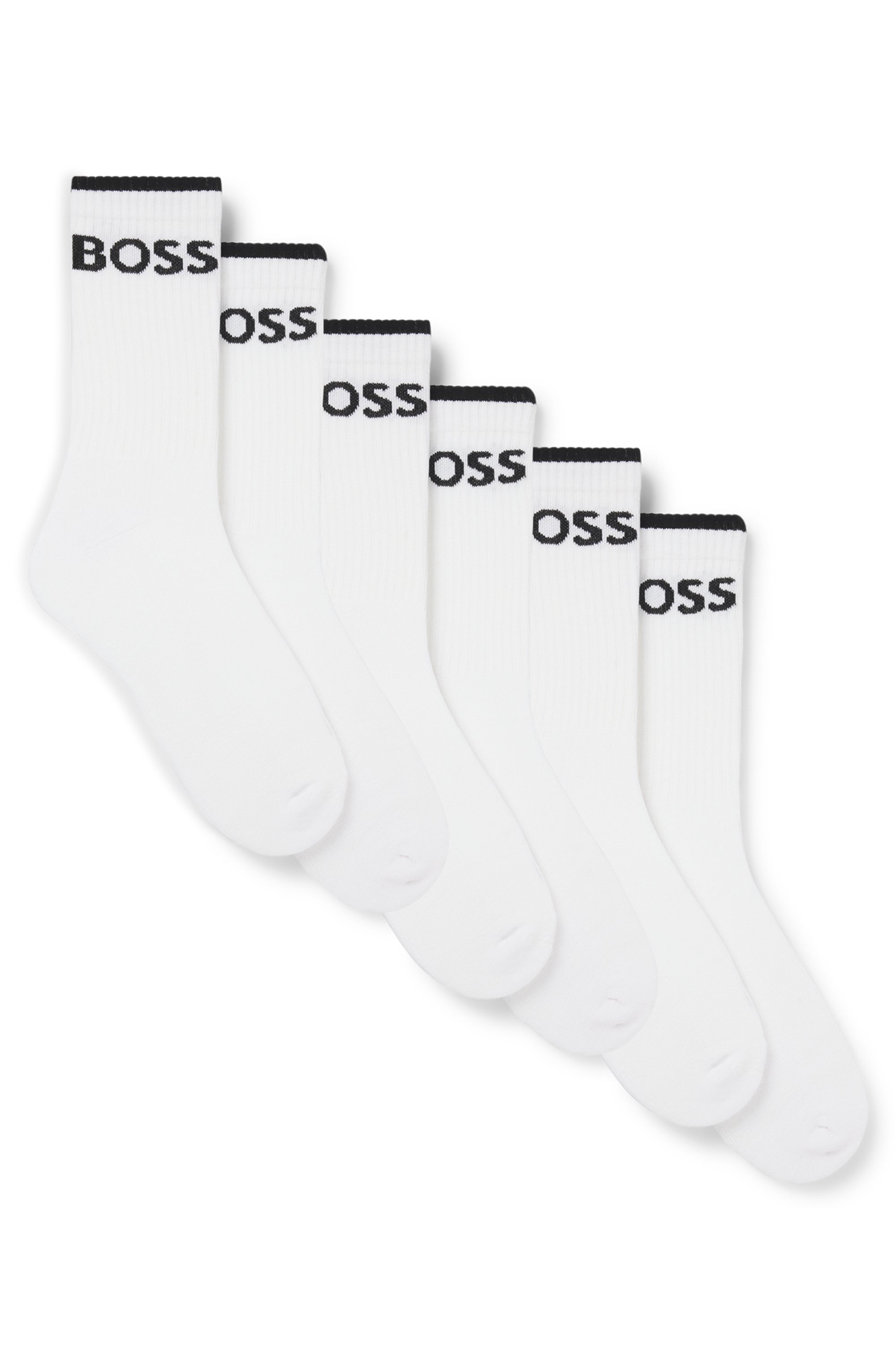 Six-pack of ribbed short socks in a cotton blend