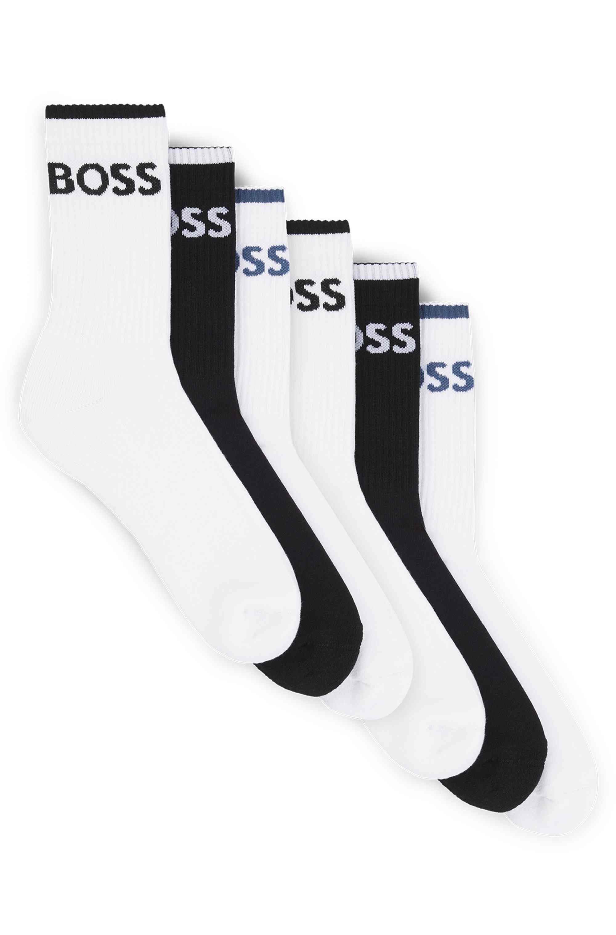Six-pack of ribbed short socks in a cotton blend