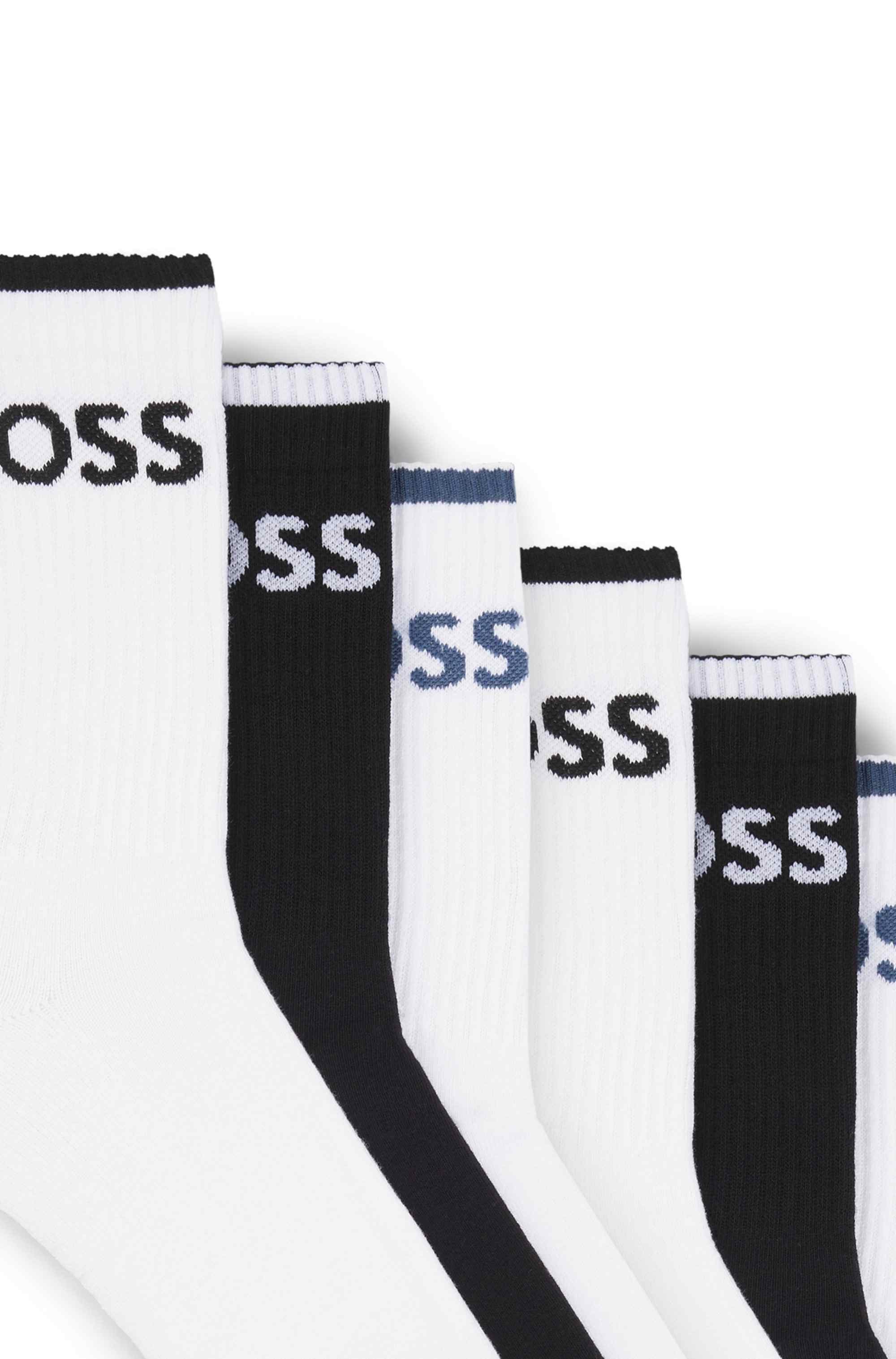 Six-pack of ribbed short socks in a cotton blend