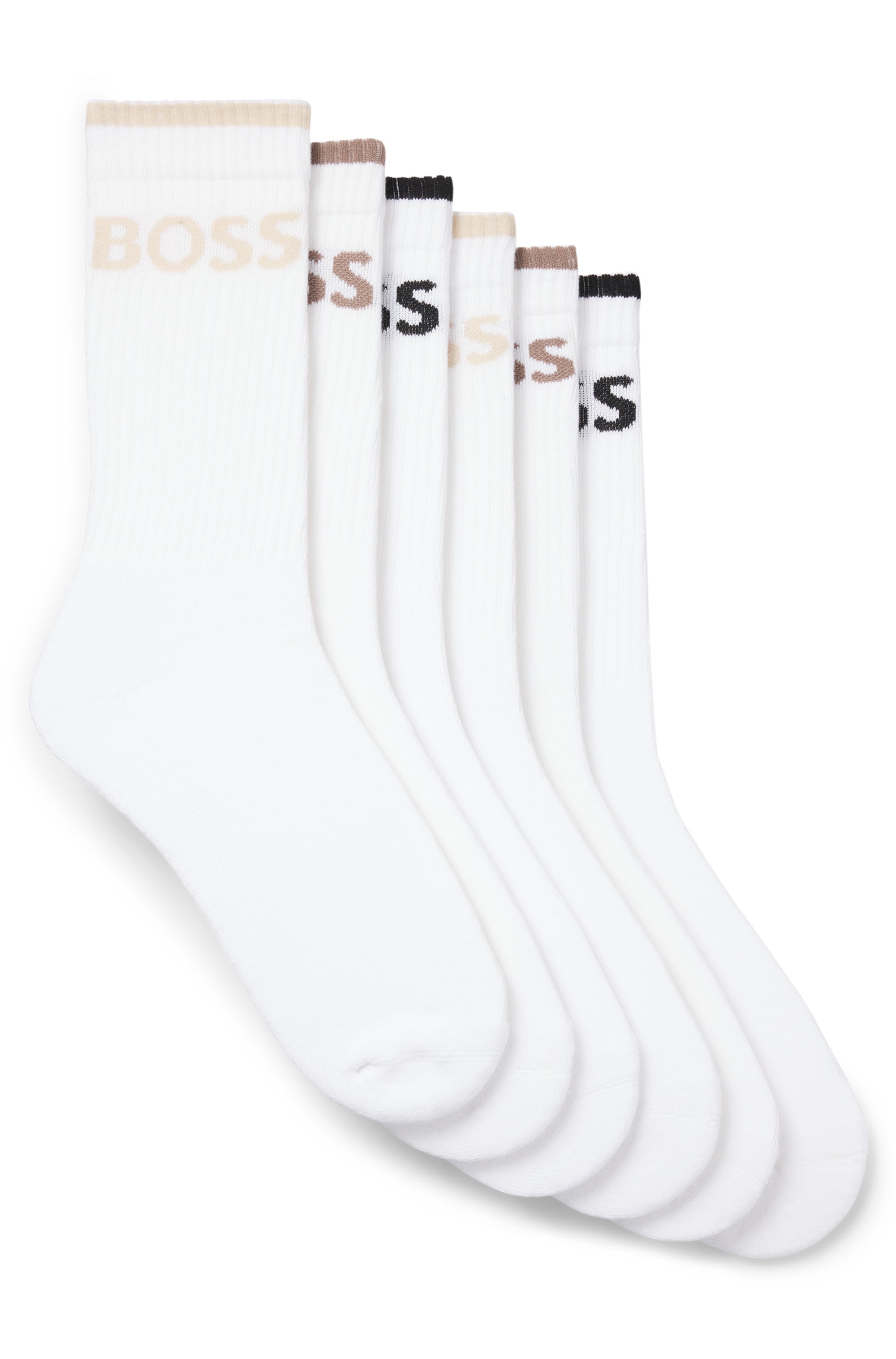 Six-pack of ribbed short socks in a cotton blend